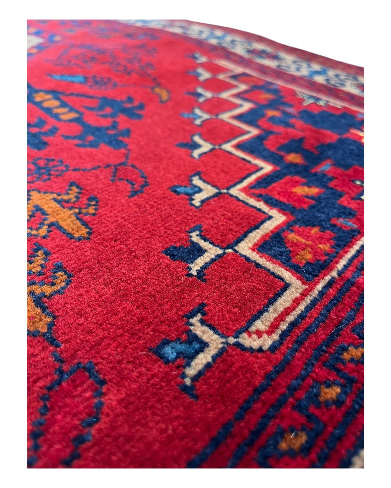 146cm x 100cm Red & Gold Afghan Rug