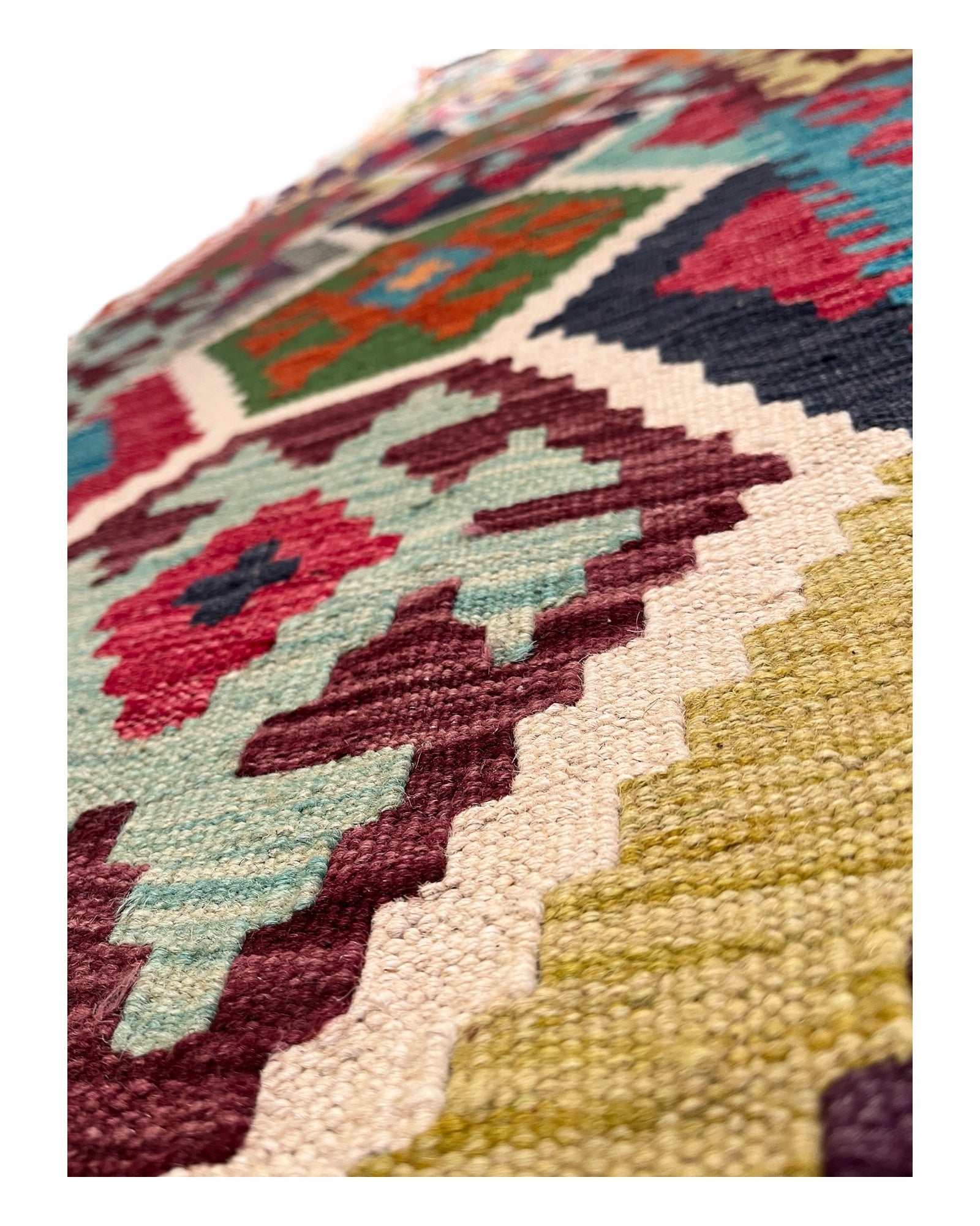 390cm x 80cm Colourful Orange Kilim Runner