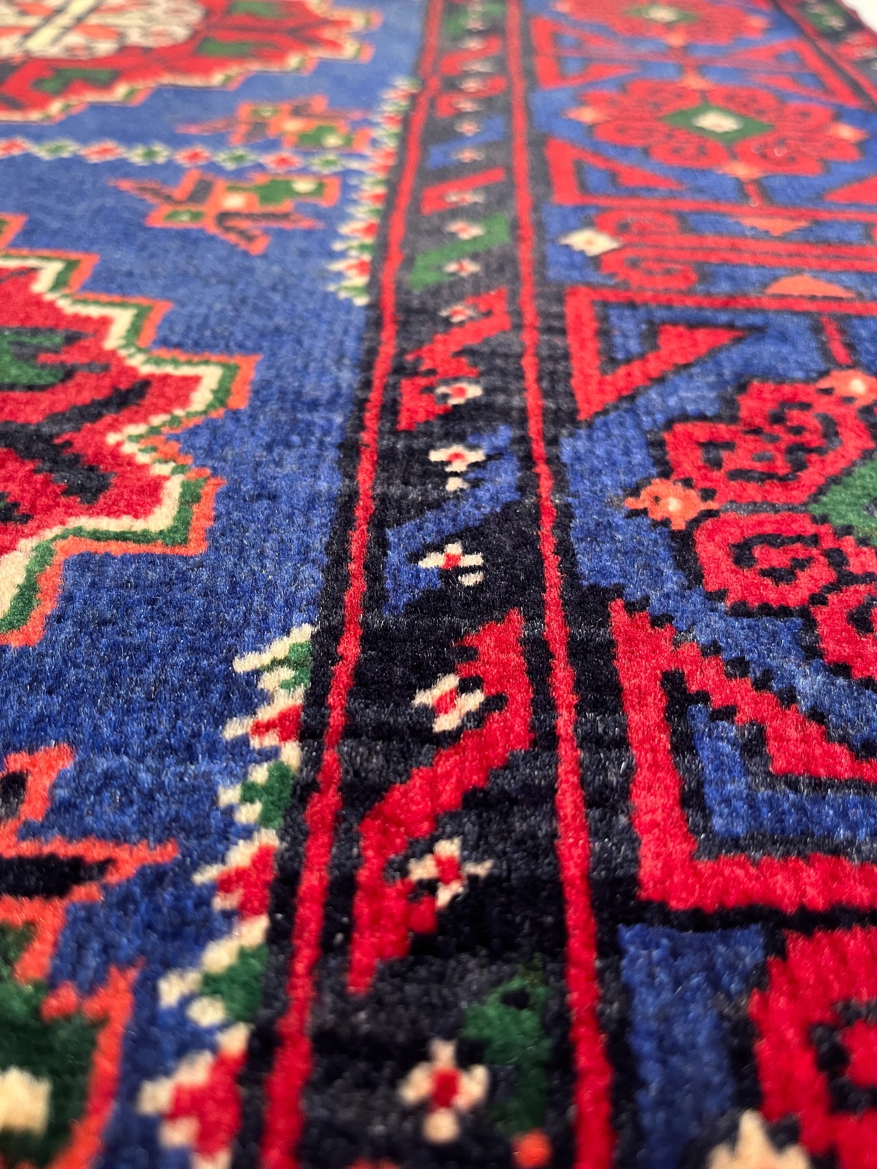 100cm x 80cm Blue & Red Kasha Naqsha Doormat