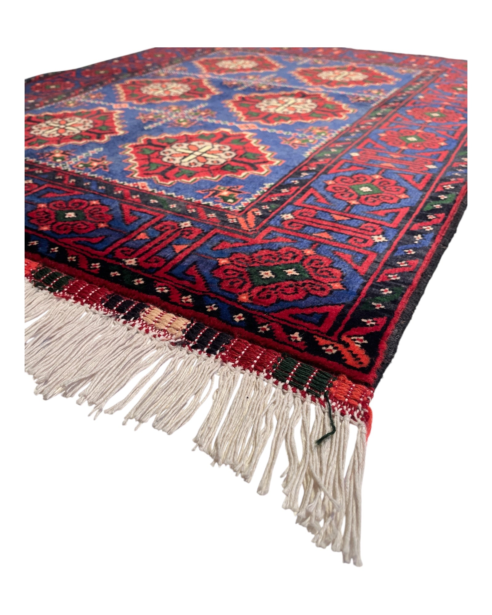 100cm x 80cm Blue & Red Kasha Naqsha Doormat