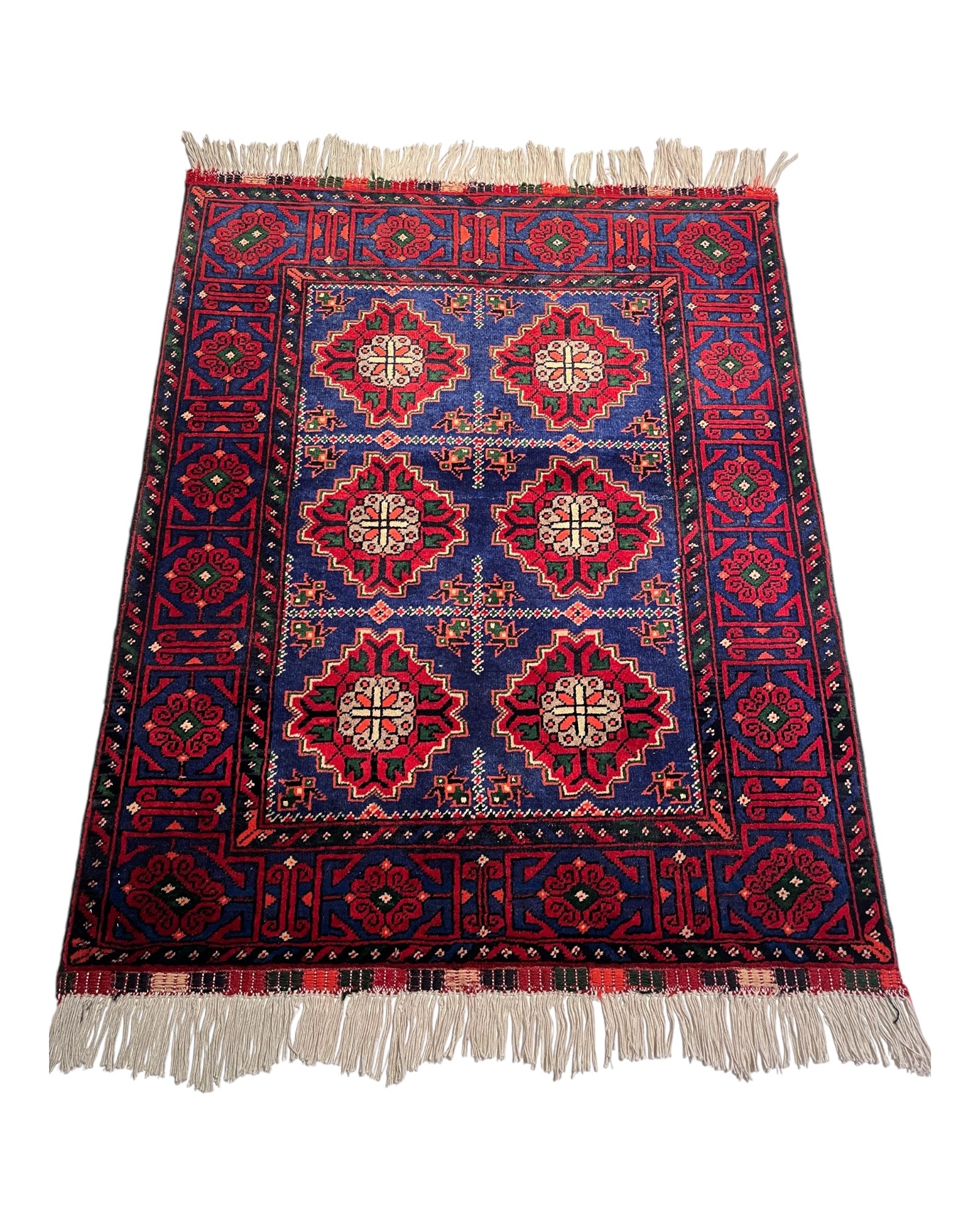 100cm x 80cm Blue & Red Kasha Naqsha Doormat