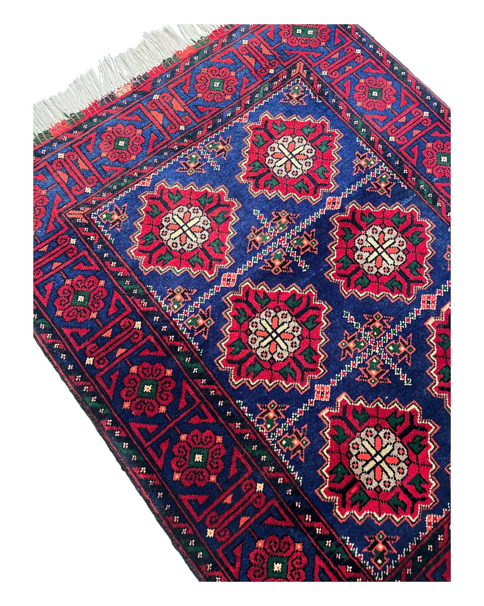 100cm x 80cm Blue & Red Kasha Naqsha Doormat