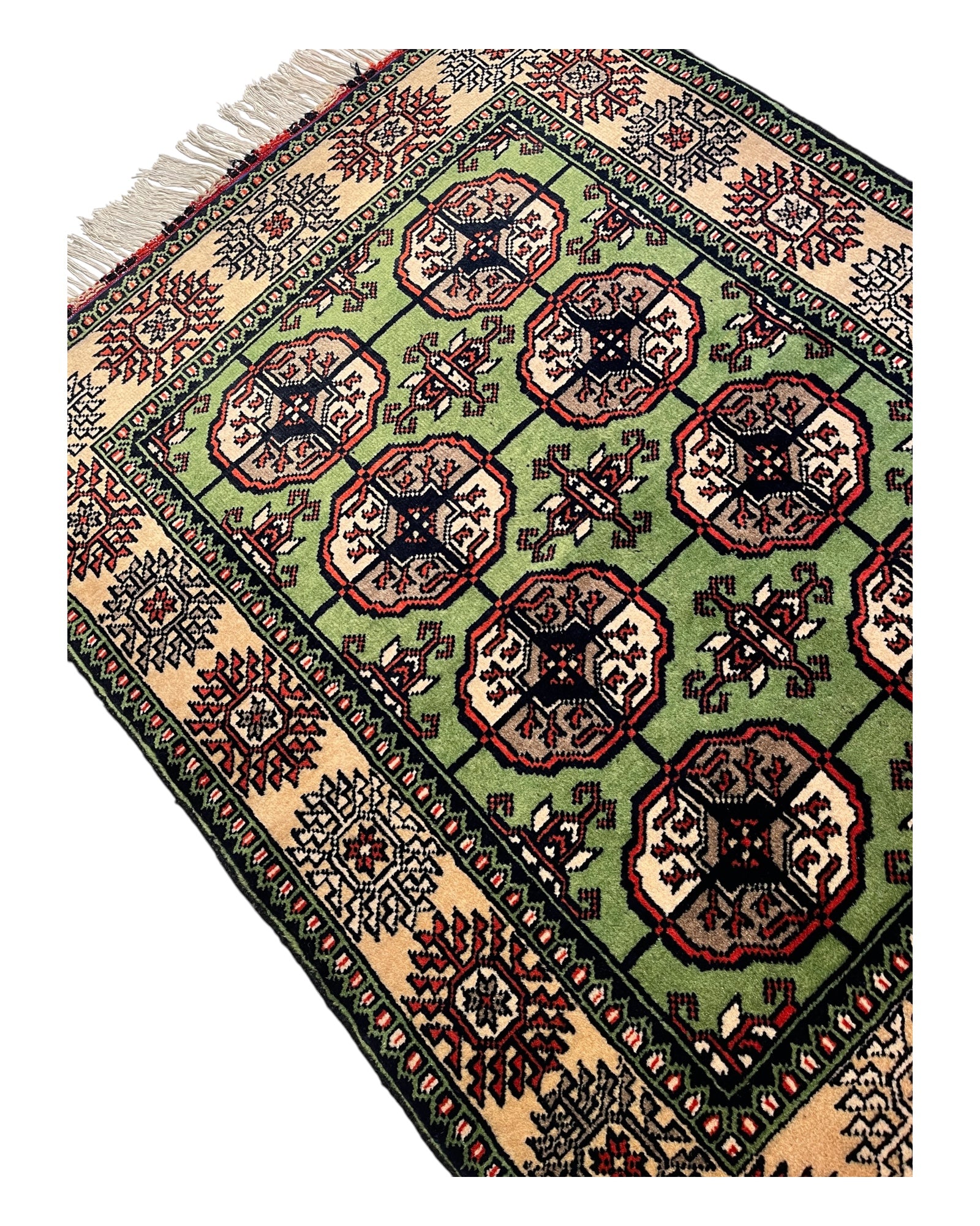 100cm x 80cm Green & Cream Patnas Gul Doormat