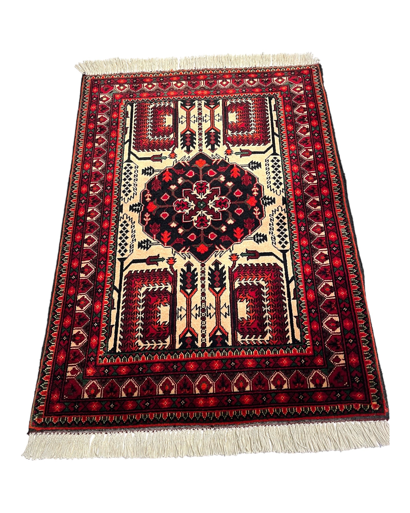 85cm x 60cm Red & Cream Afghan Doormat