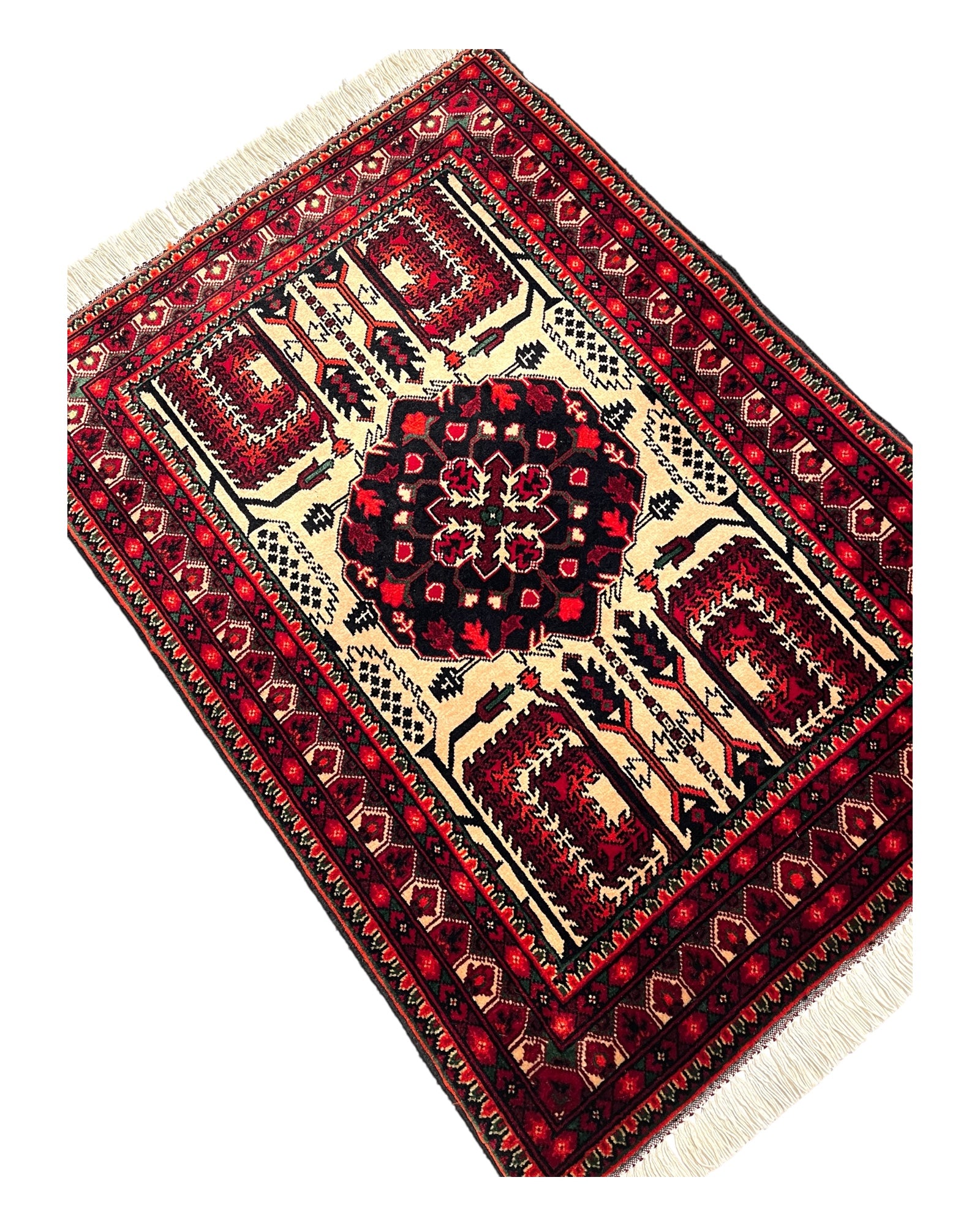 85cm x 60cm Red & Cream Afghan Doormat