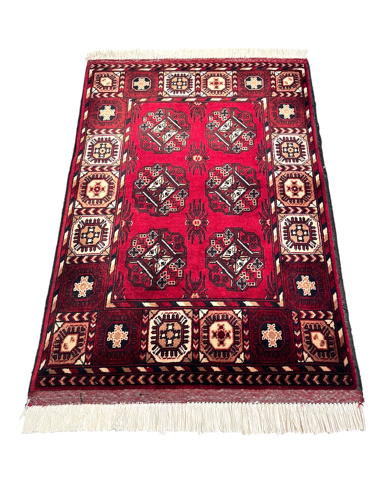 85cm x 58cm Red, Claret & Cream Afghan Doormat