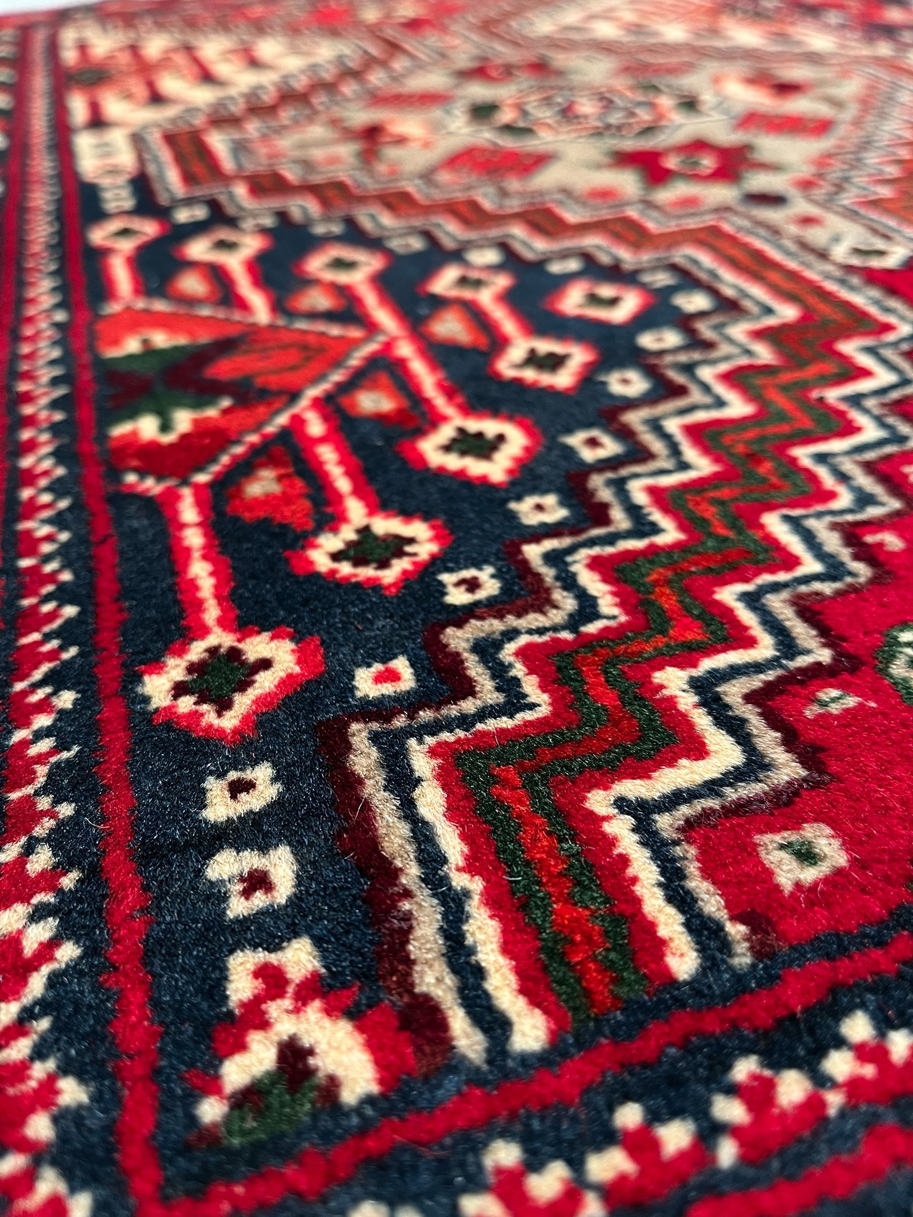 90cm x 64cm Red & Blue Afghan Doormat