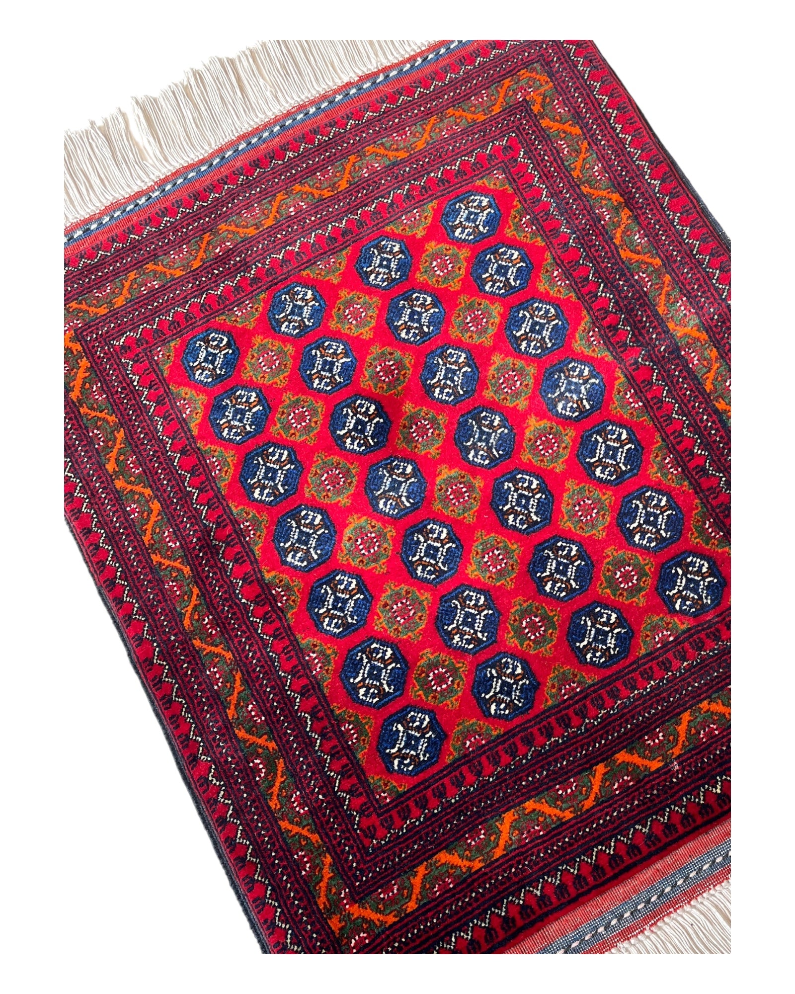 75cm x 58cm Deep Red & Blue Roshnai Doormat