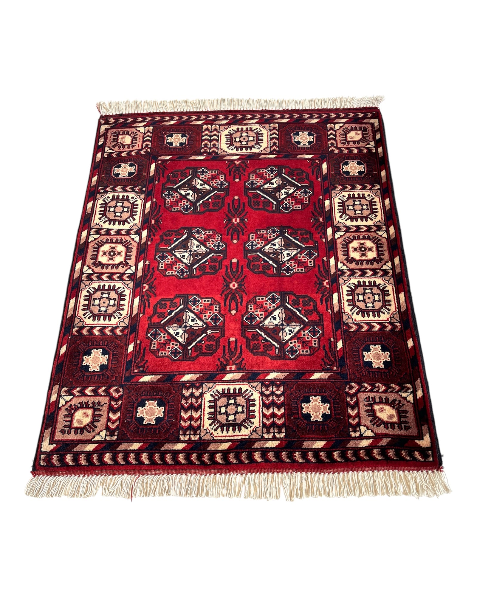 75cm x 62cm Deep Red & Cream Patnas Gul Doormat