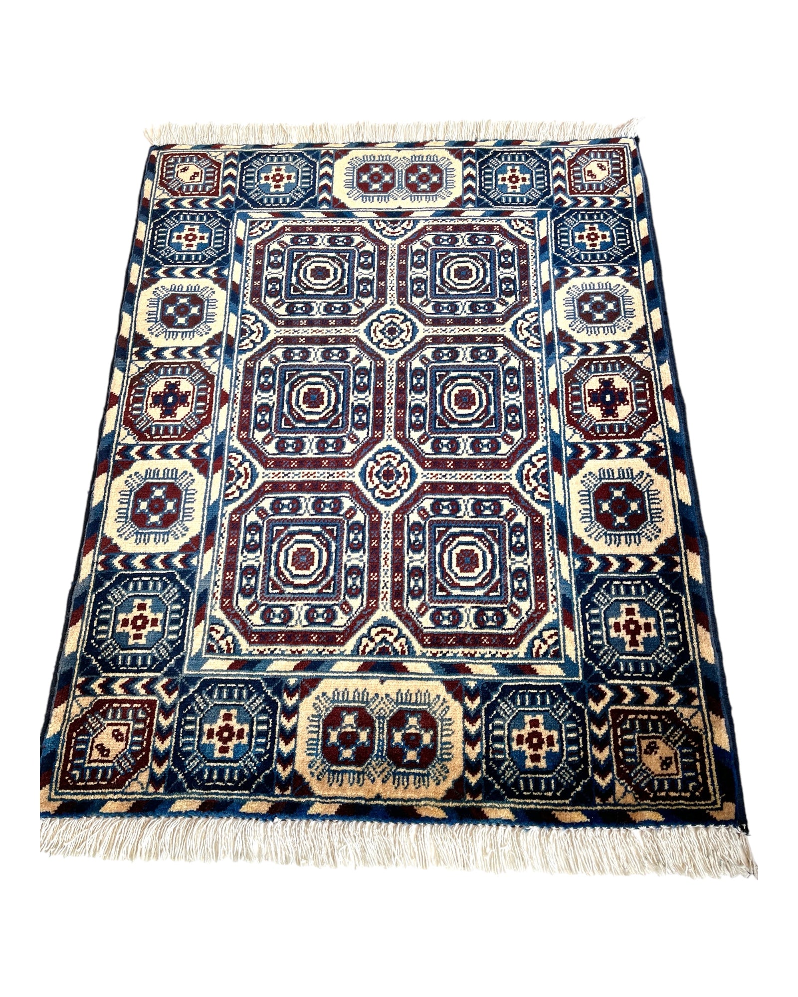 75cm x 59cm Blue, Cream & Burgundy Afghan Doormat