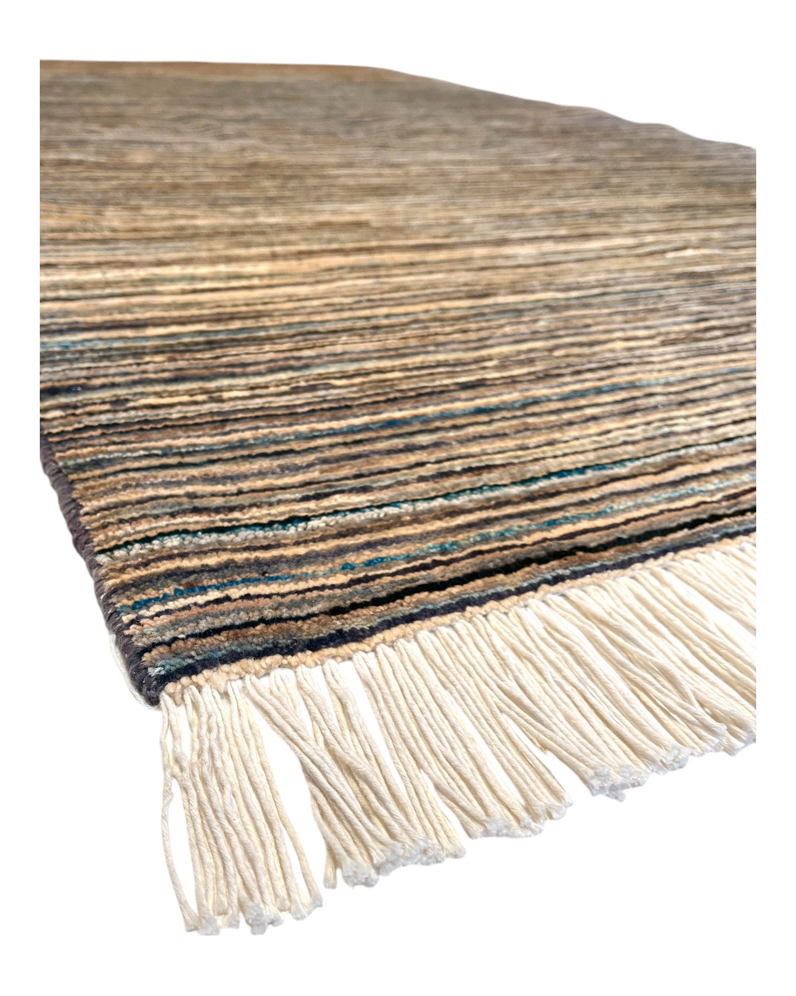 185cm x 115cm Stripey Sand & Blue Gabeh Rug