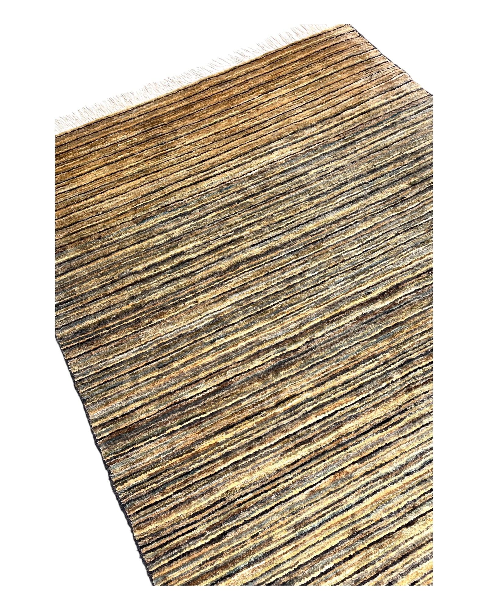 185cm x 115cm Stripey Sand & Blue Gabeh Rug