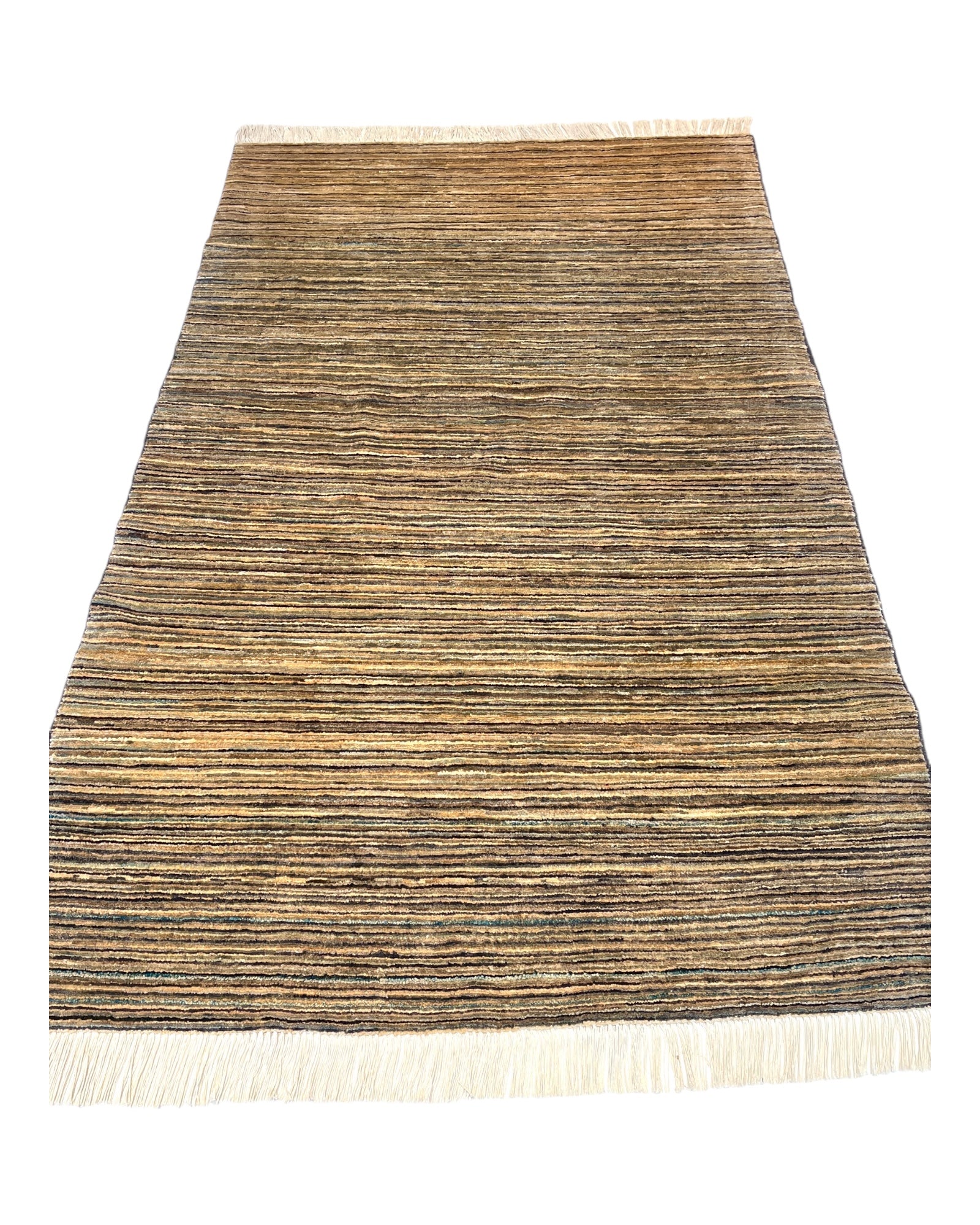 185cm x 115cm Stripey Sand & Blue Gabeh Rug