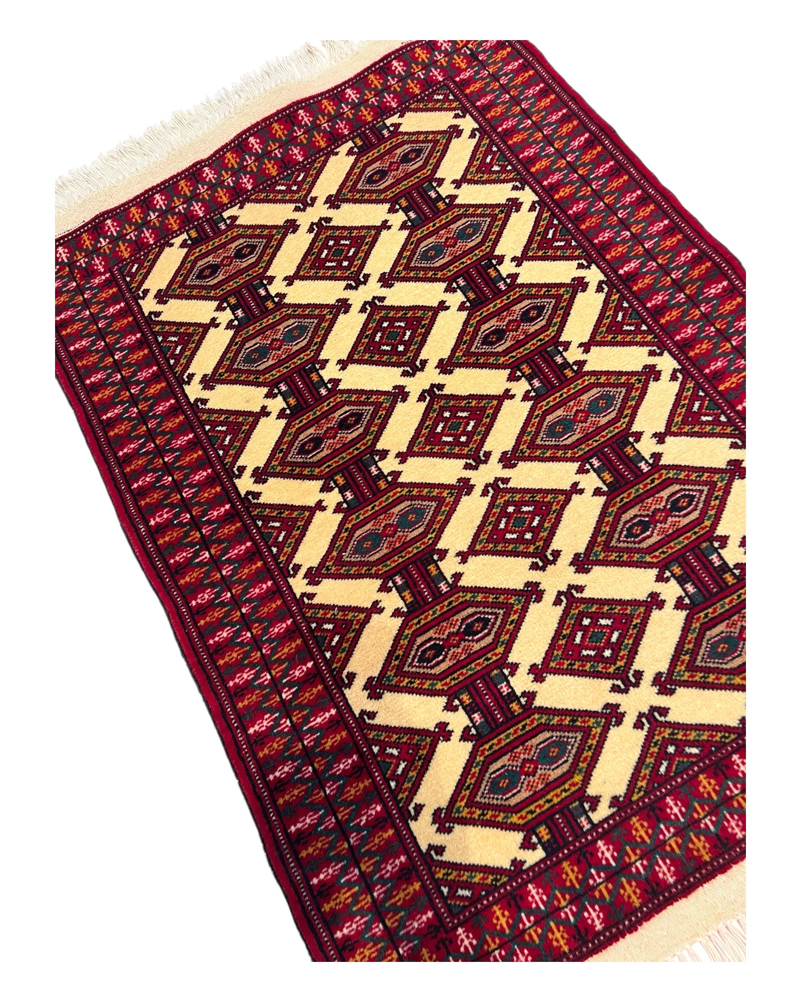 89cm x 63cm Red & Cream Afghan Doormat