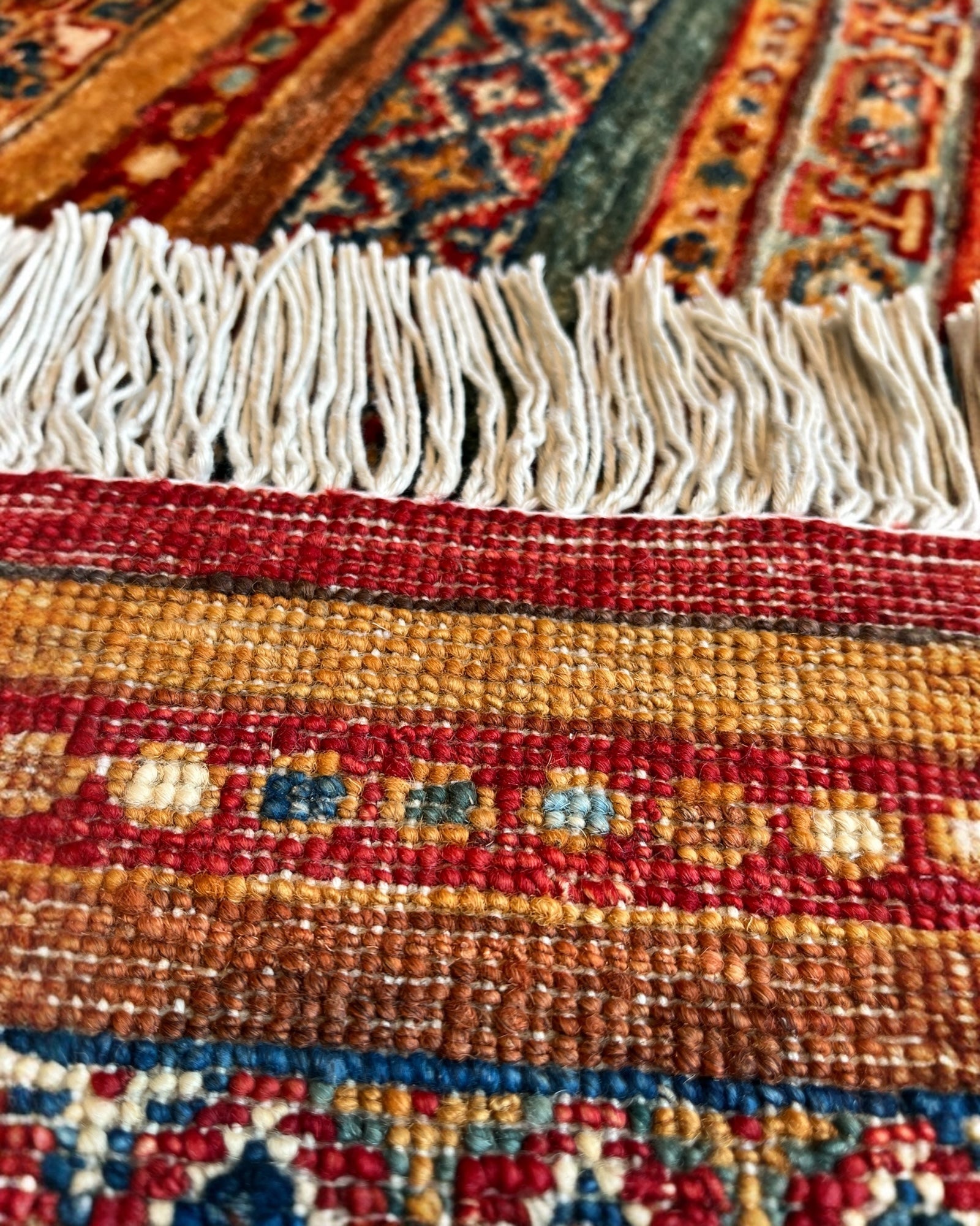 173cm x 124cm Red and Orange Gabeh Rug