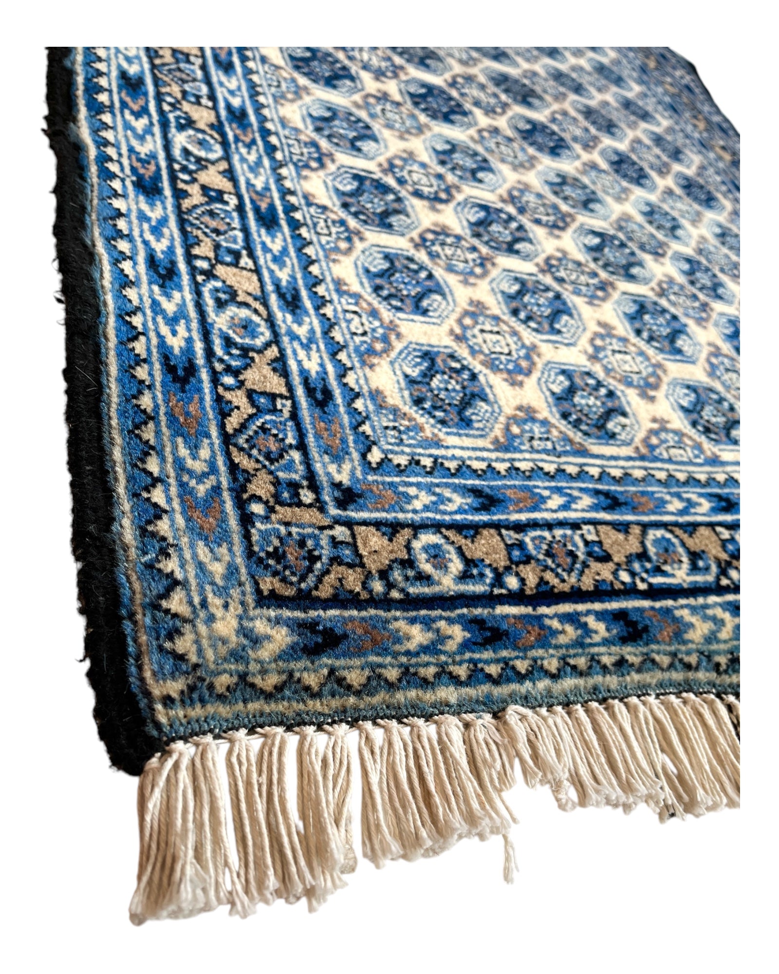 82cm x 60cm Blue & Cream Roshnai Afghan Doormat