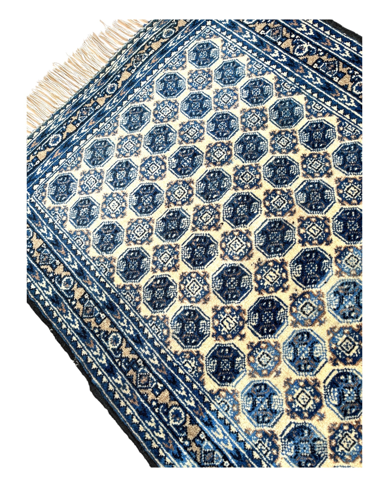 82cm x 60cm Blue & Cream Roshnai Afghan Doormat