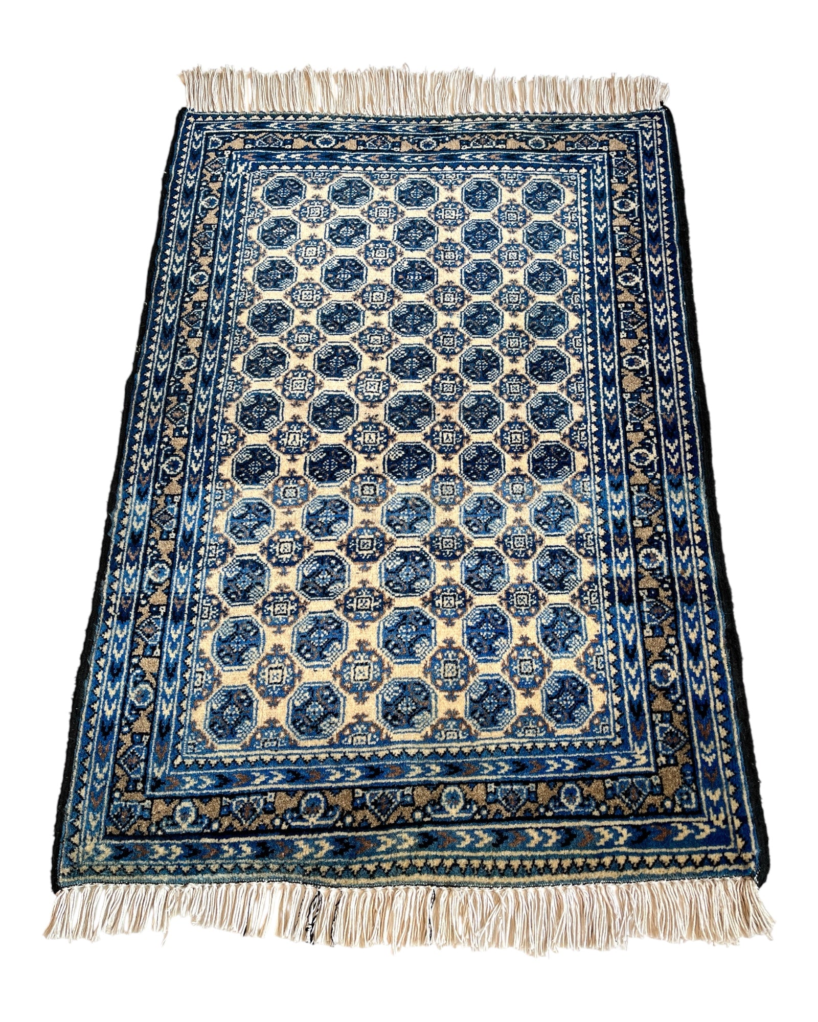 82cm x 60cm Blue & Cream Roshnai Afghan Doormat