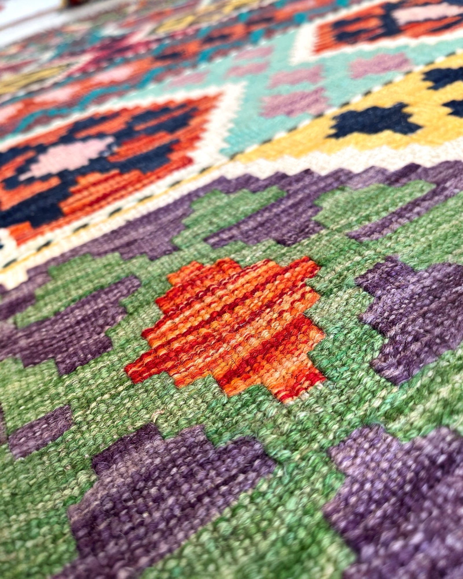 500cm x 80cm Multi-coloured Maymana Kilim Runner