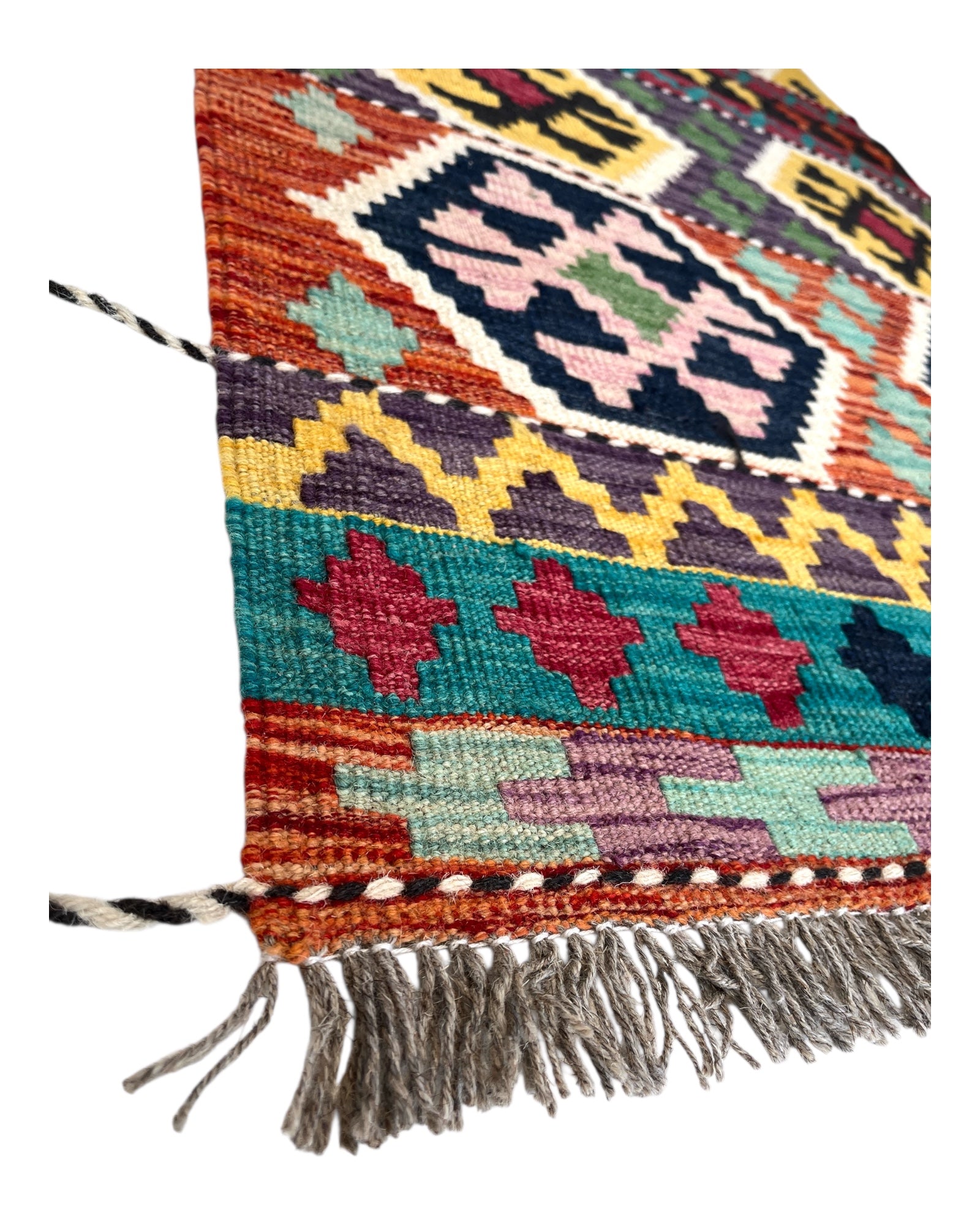 500cm x 80cm Multi-coloured Maymana Kilim Runner