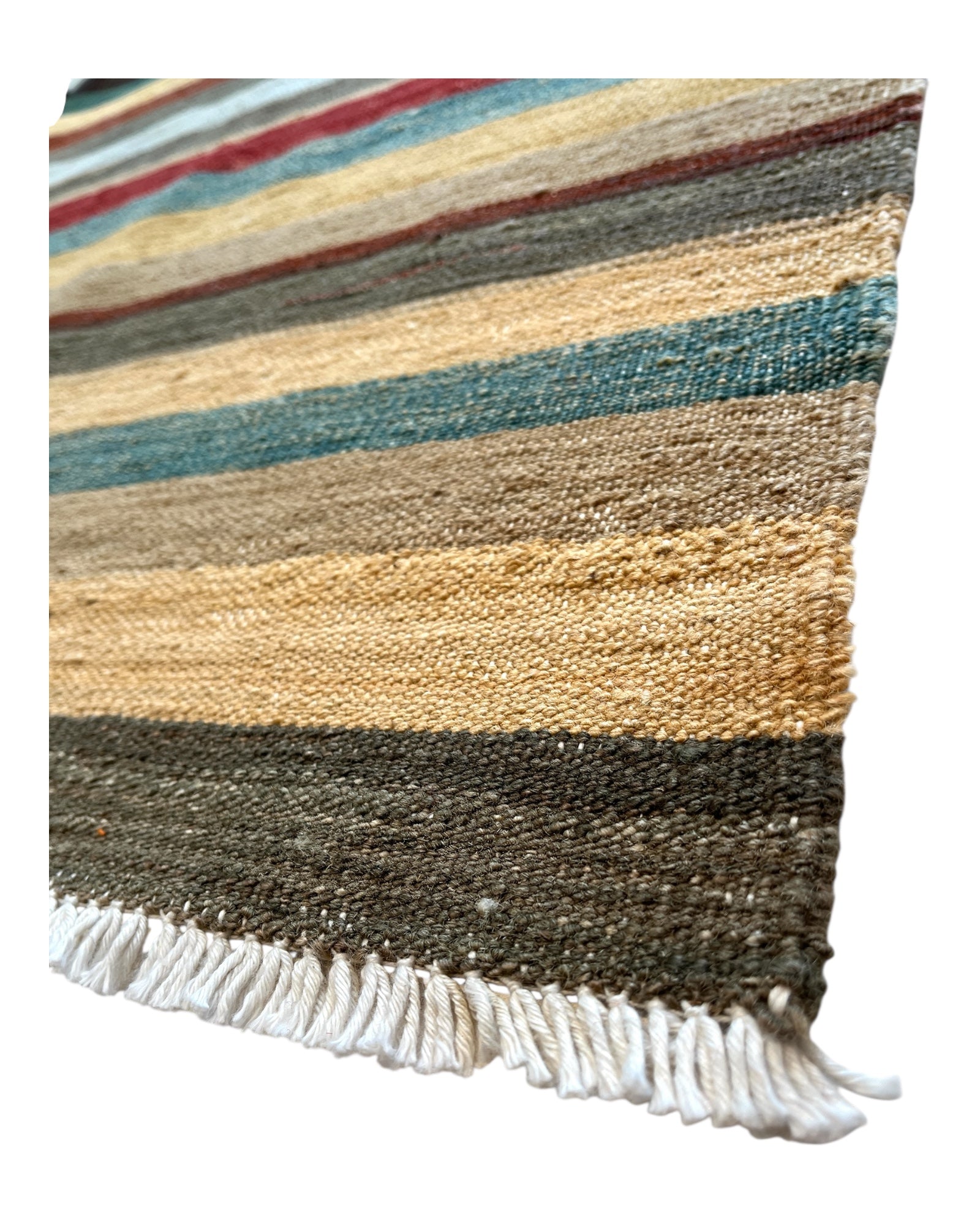 197cm x 150cm Multi-coloured Striped Kilim