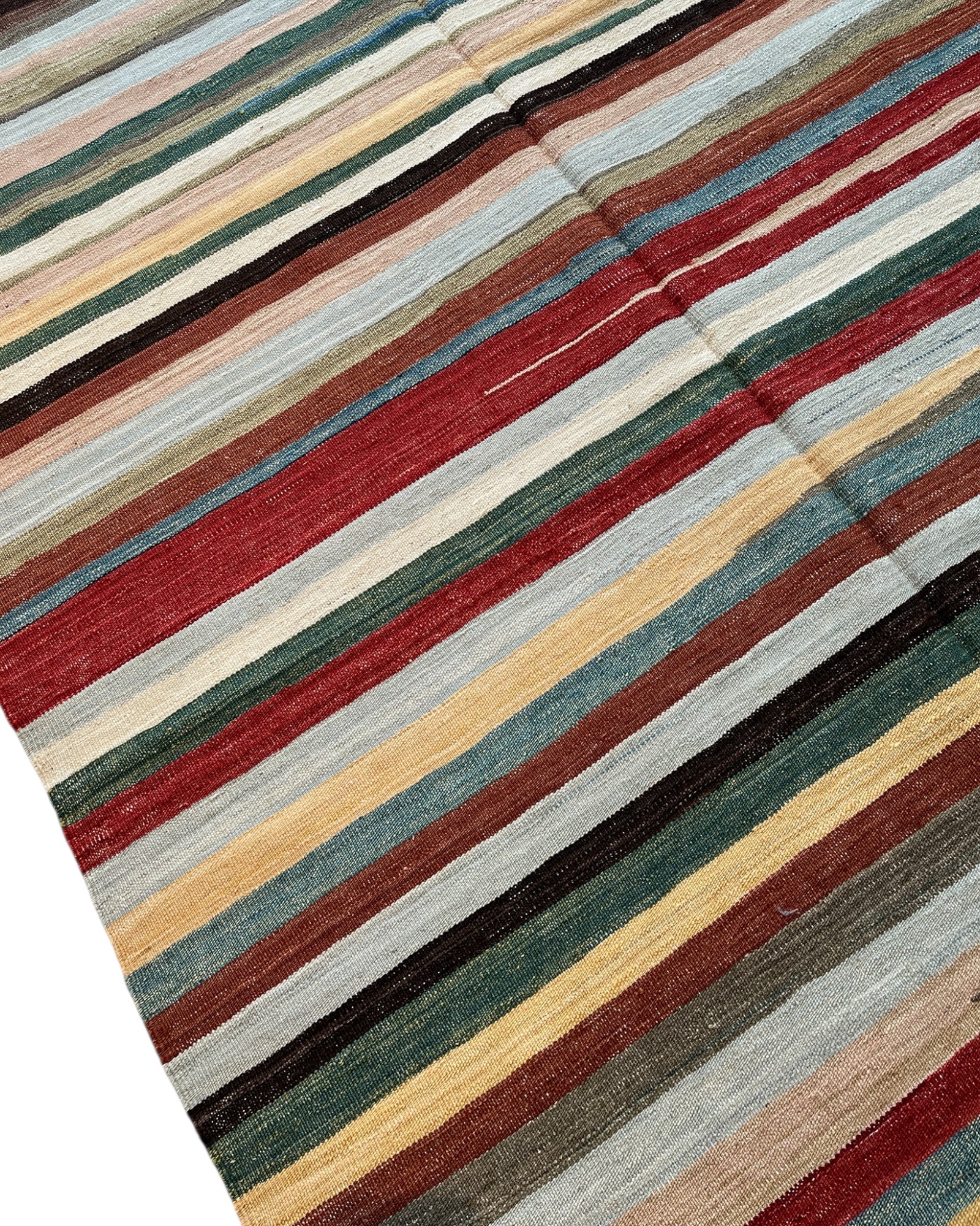 197cm x 150cm Multi-coloured Striped Kilim