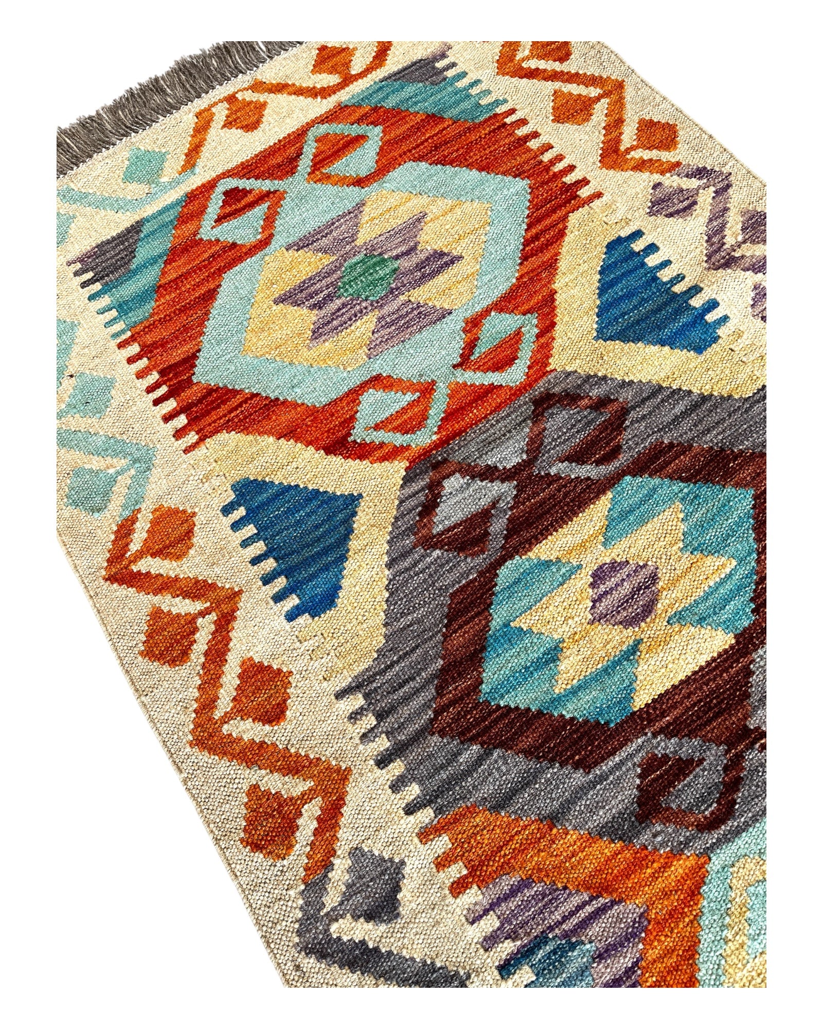 203cm x 66cm Cream Maymana Kilim Runner