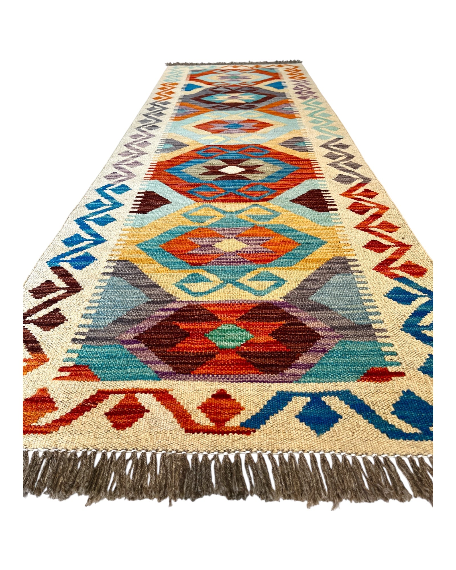 203cm x 66cm Cream Maymana Kilim Runner