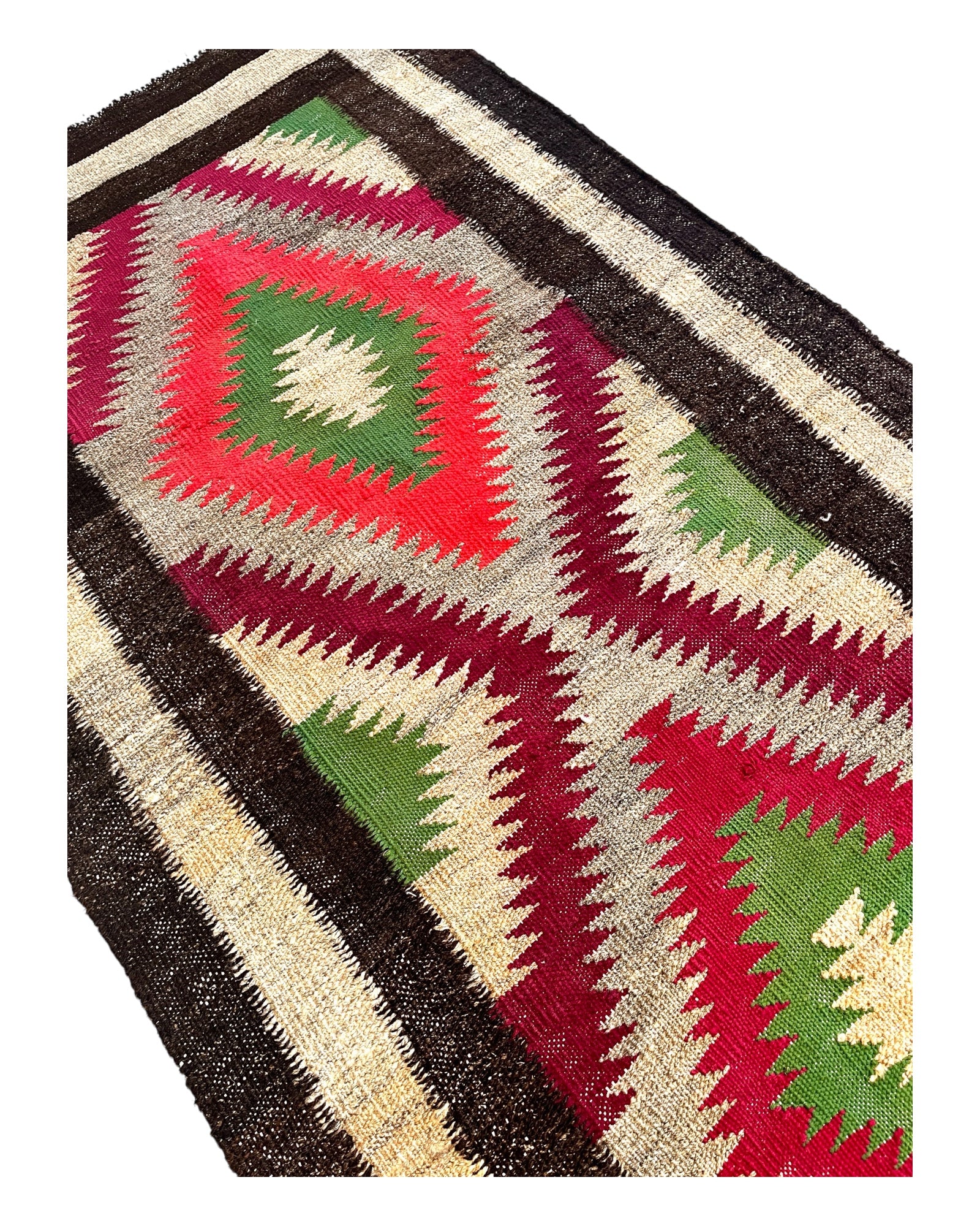244cm x 70cm Brown & Pink Kilim Runner