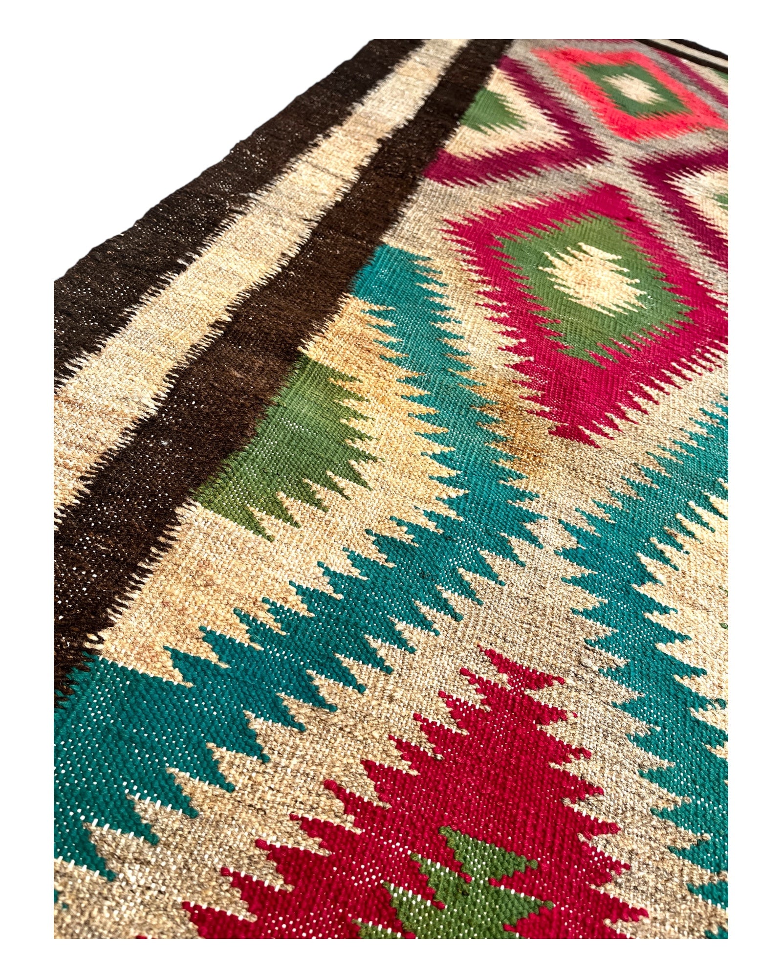 244cm x 70cm Brown & Pink Kilim Runner