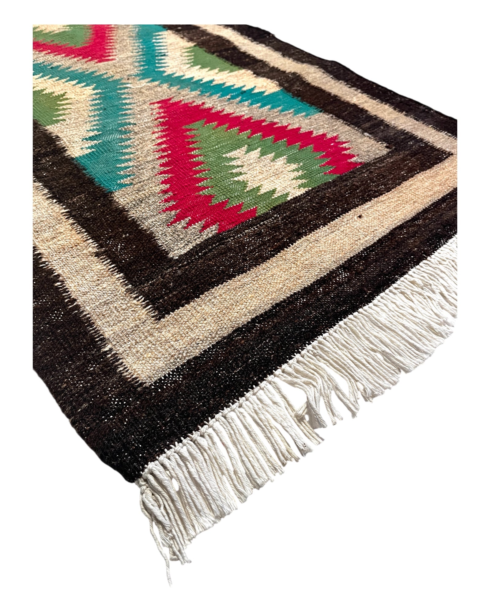 244cm x 70cm Brown & Pink Kilim Runner