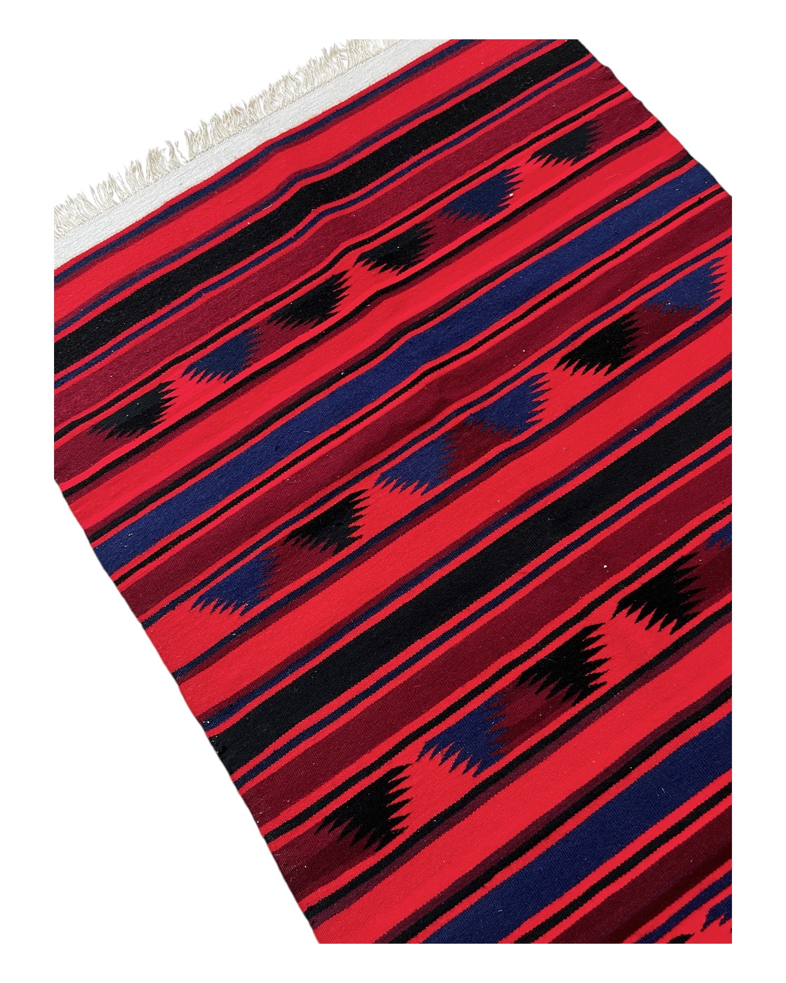 215cm x 90cm Red, Blue & Black Plain Kilim Runner