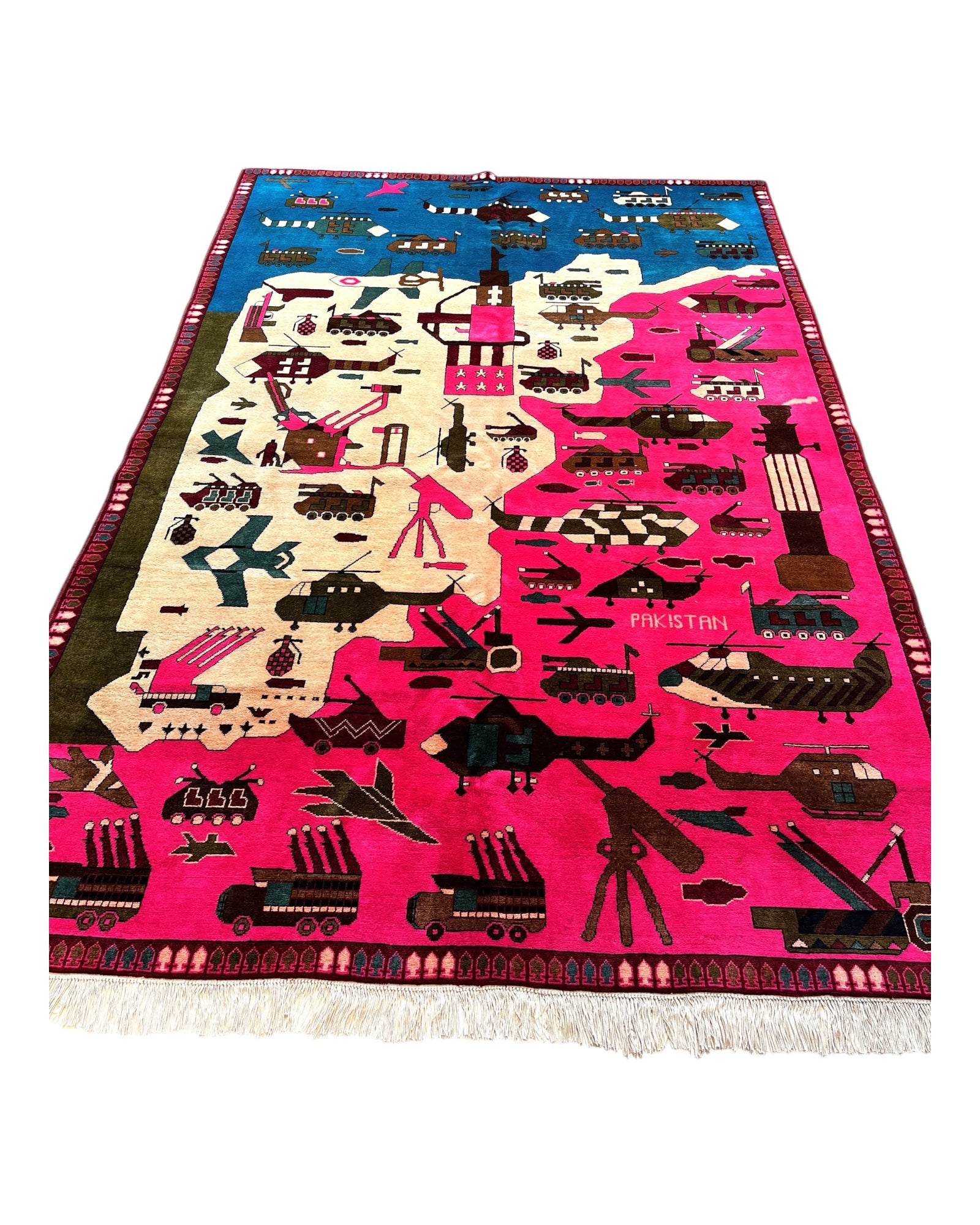 300cm x 200cm Hot Pink & Teal War Rug