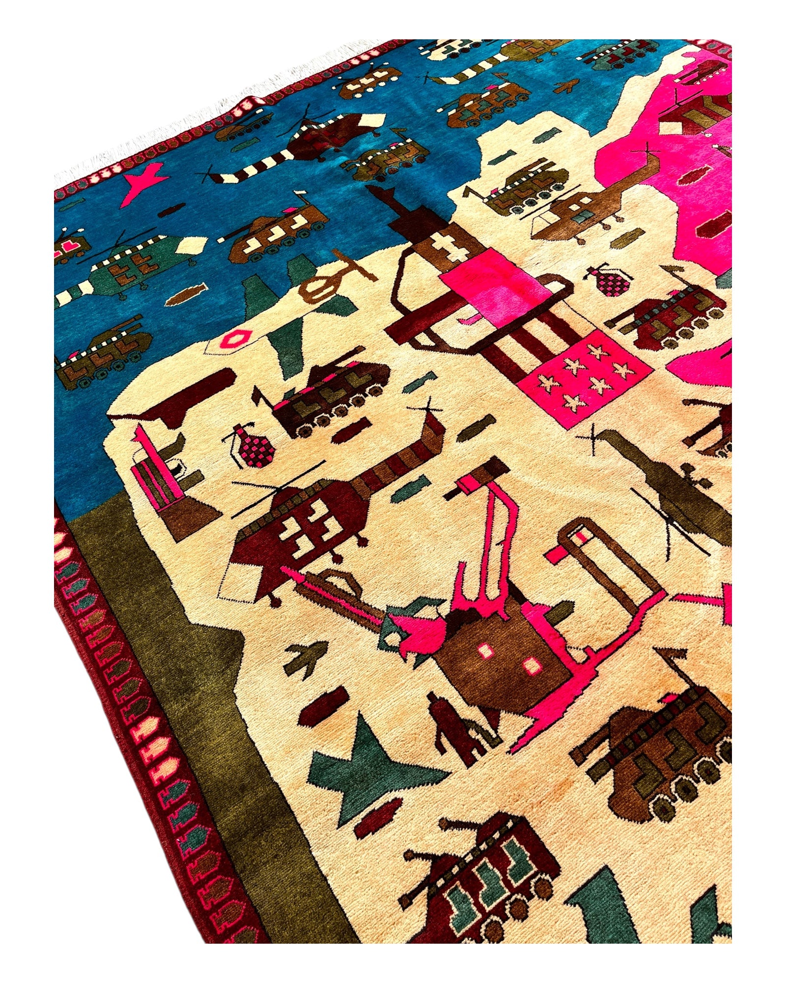300cm x 200cm Hot Pink & Teal War Rug