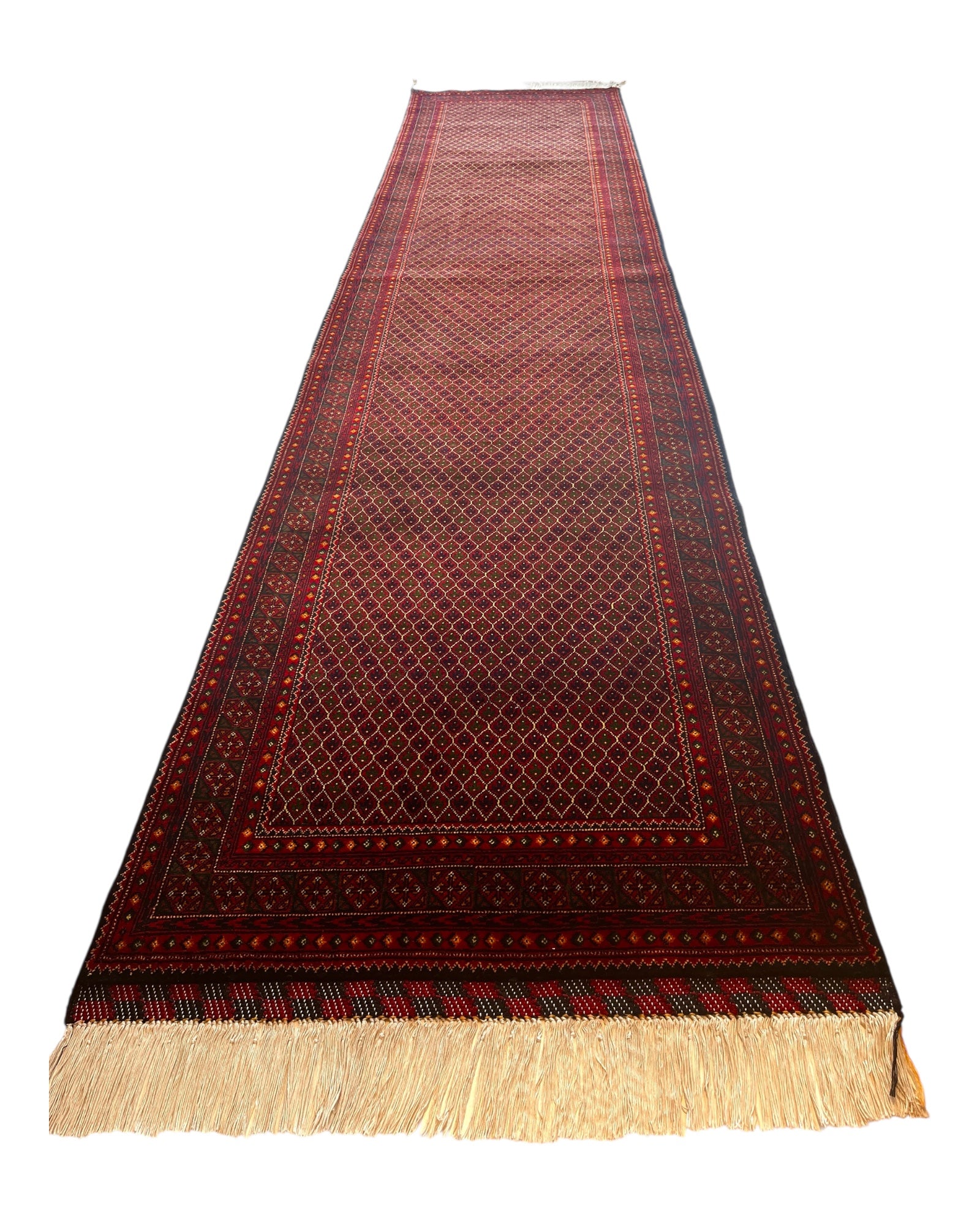 390cm x 88cm Red Afghan Runner