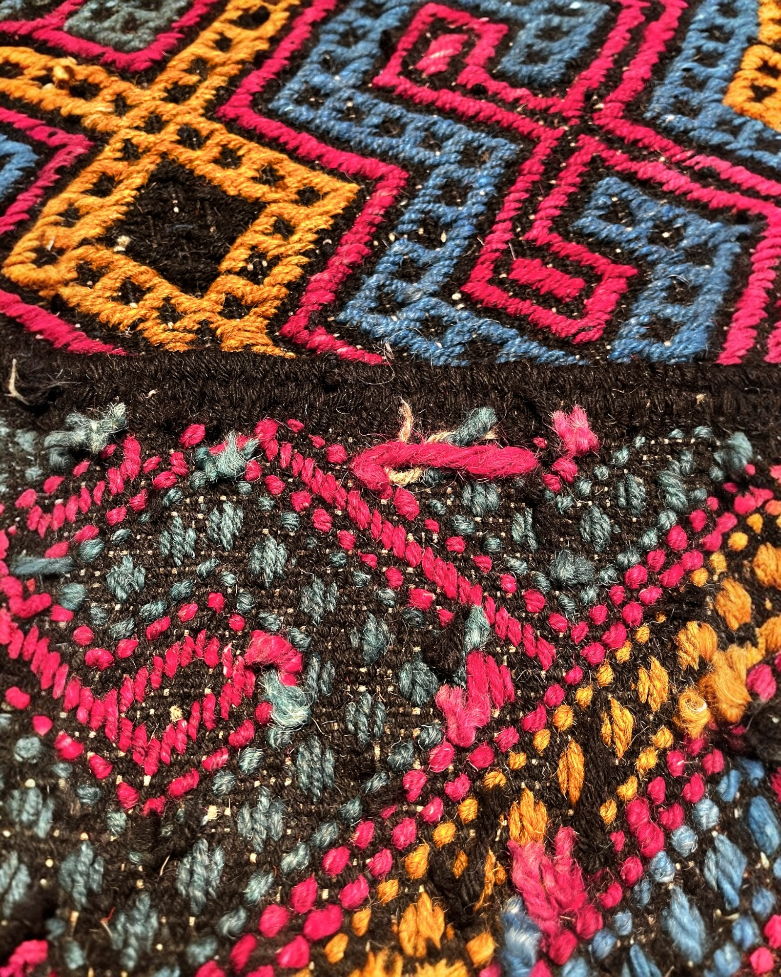125cm x 88cm Green, Gold & Blue Turkoman Kilim