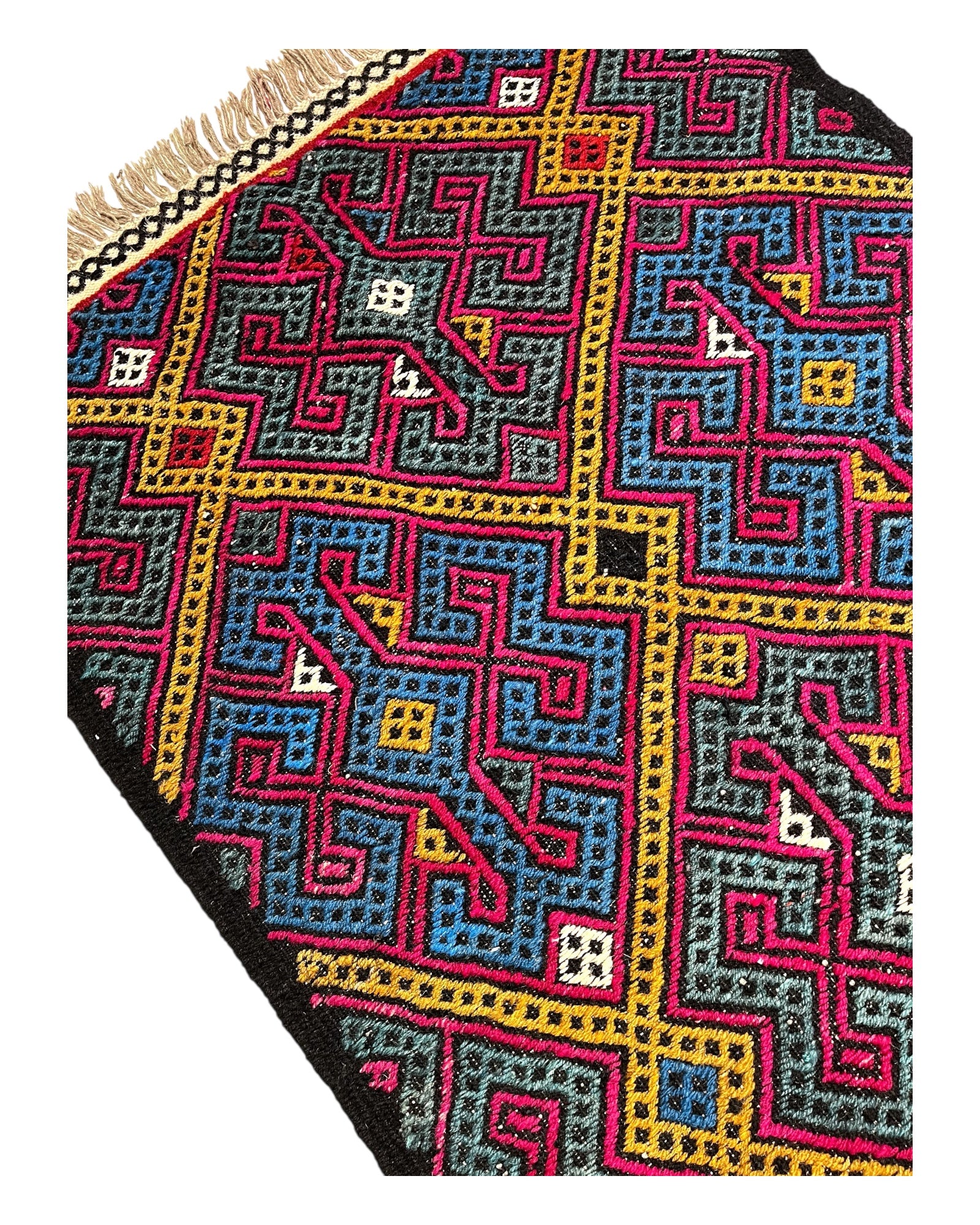 125cm x 88cm Green, Gold & Blue Turkoman Kilim