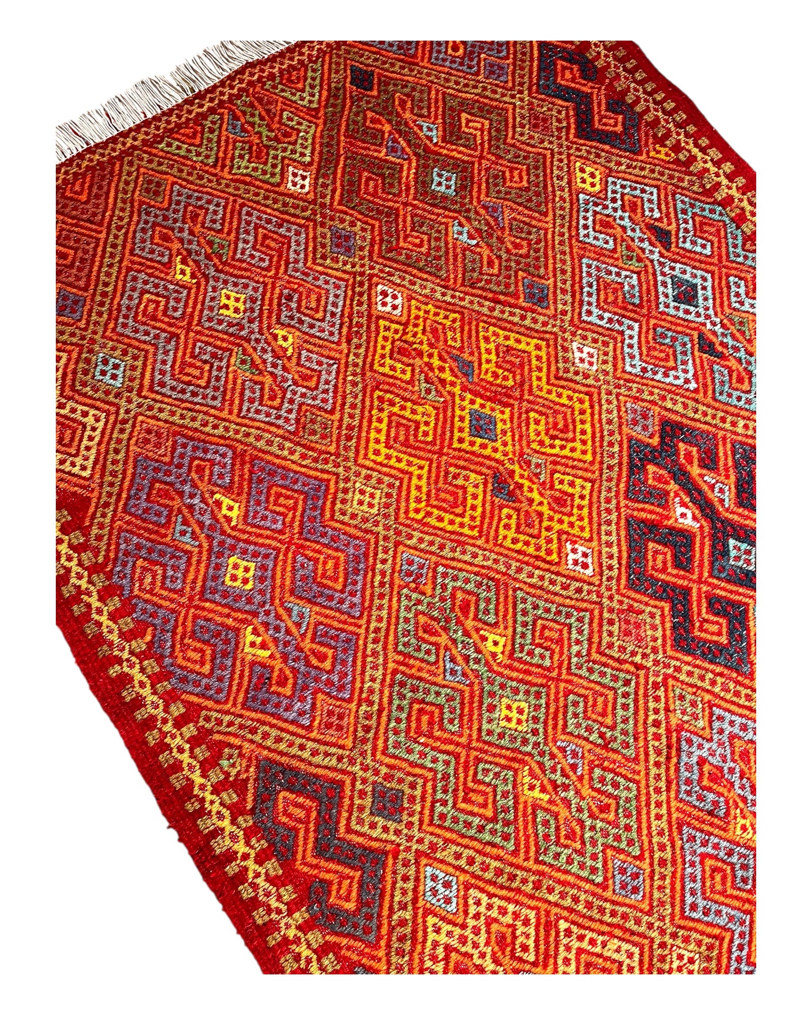 152cm x 103cm Orange & Pink Turkoman Kilim