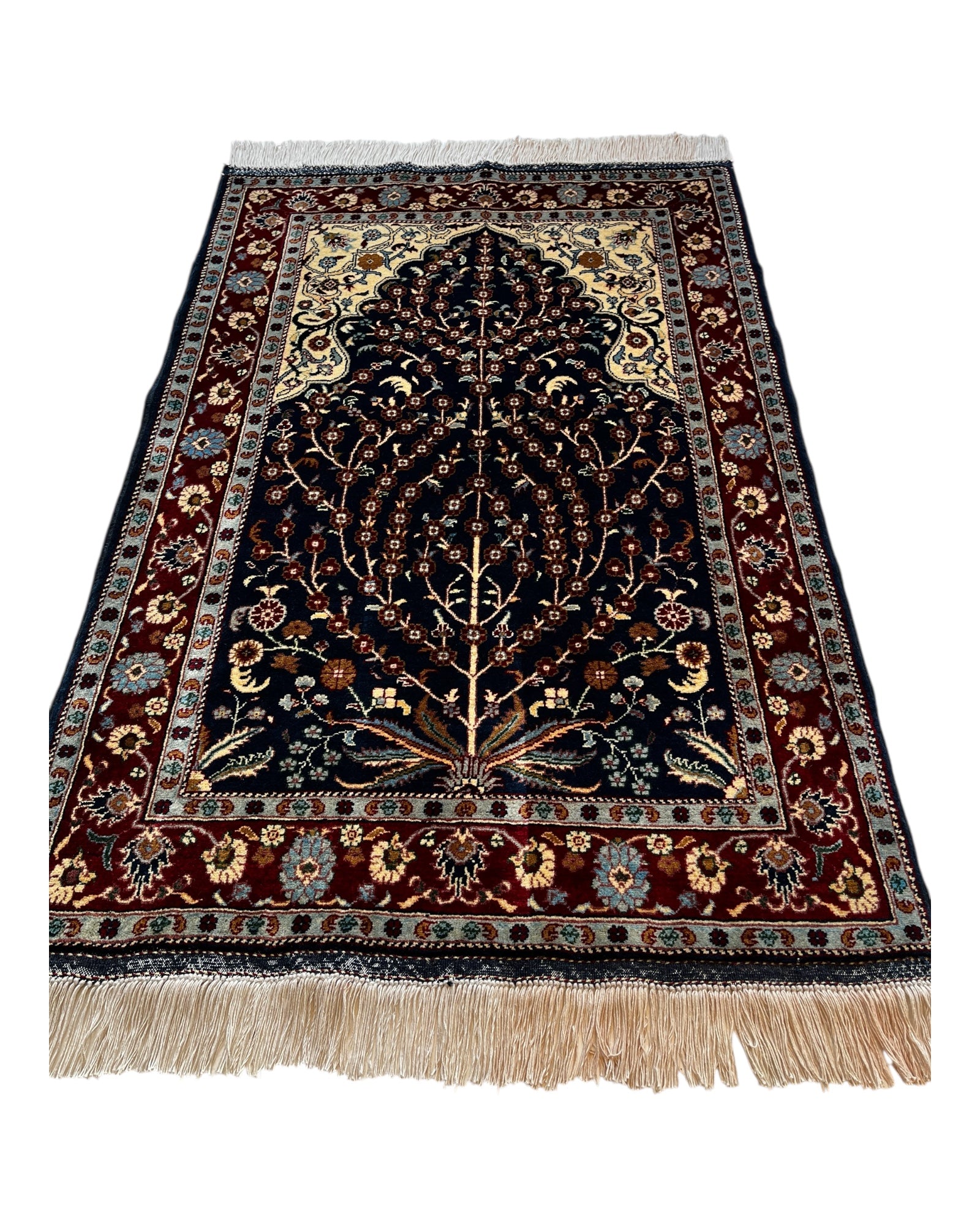 130cm x 90cm Navy & Red Tree of Life Rug