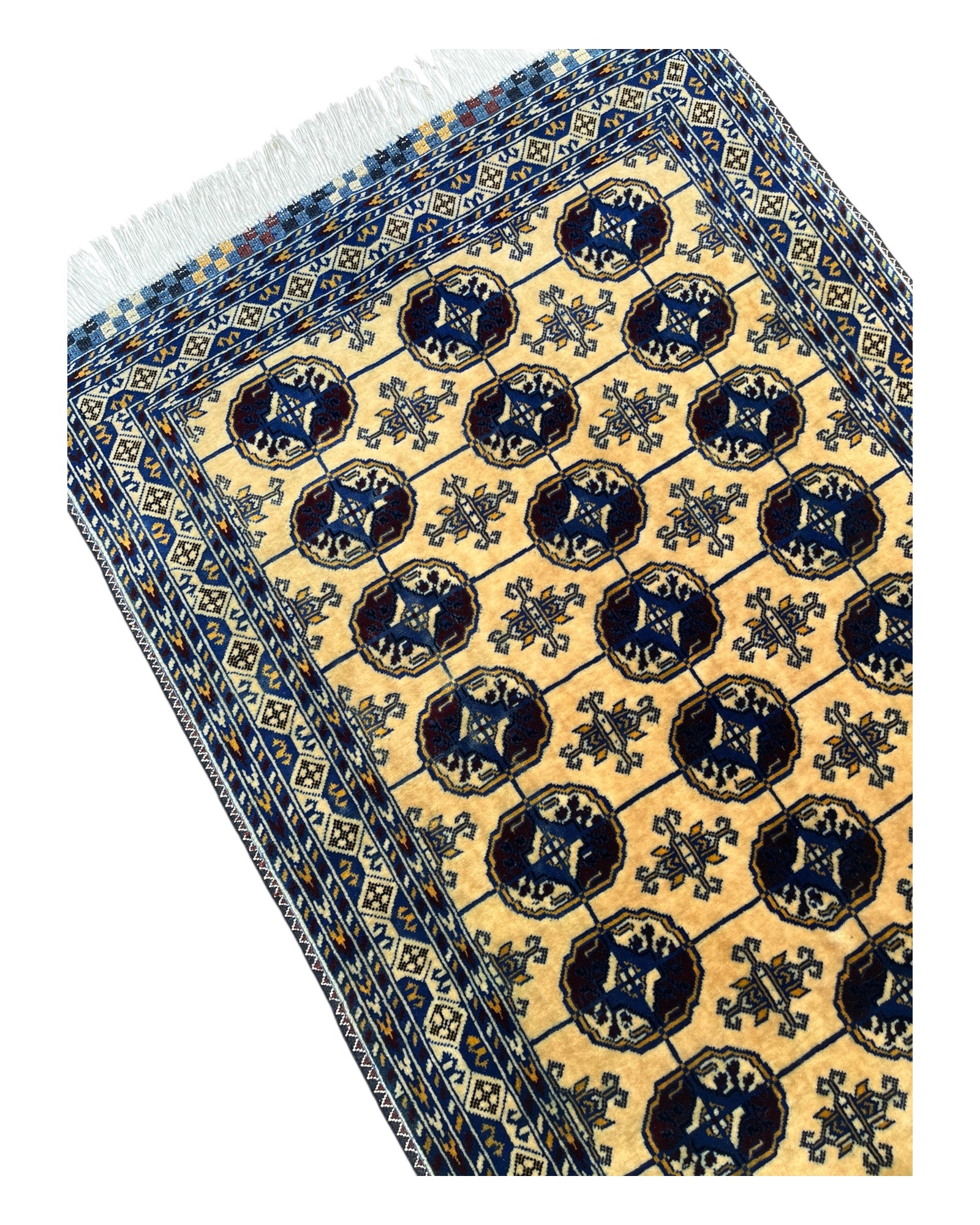 120cm x 80cm Blue & Gold Patnas Gul Rug