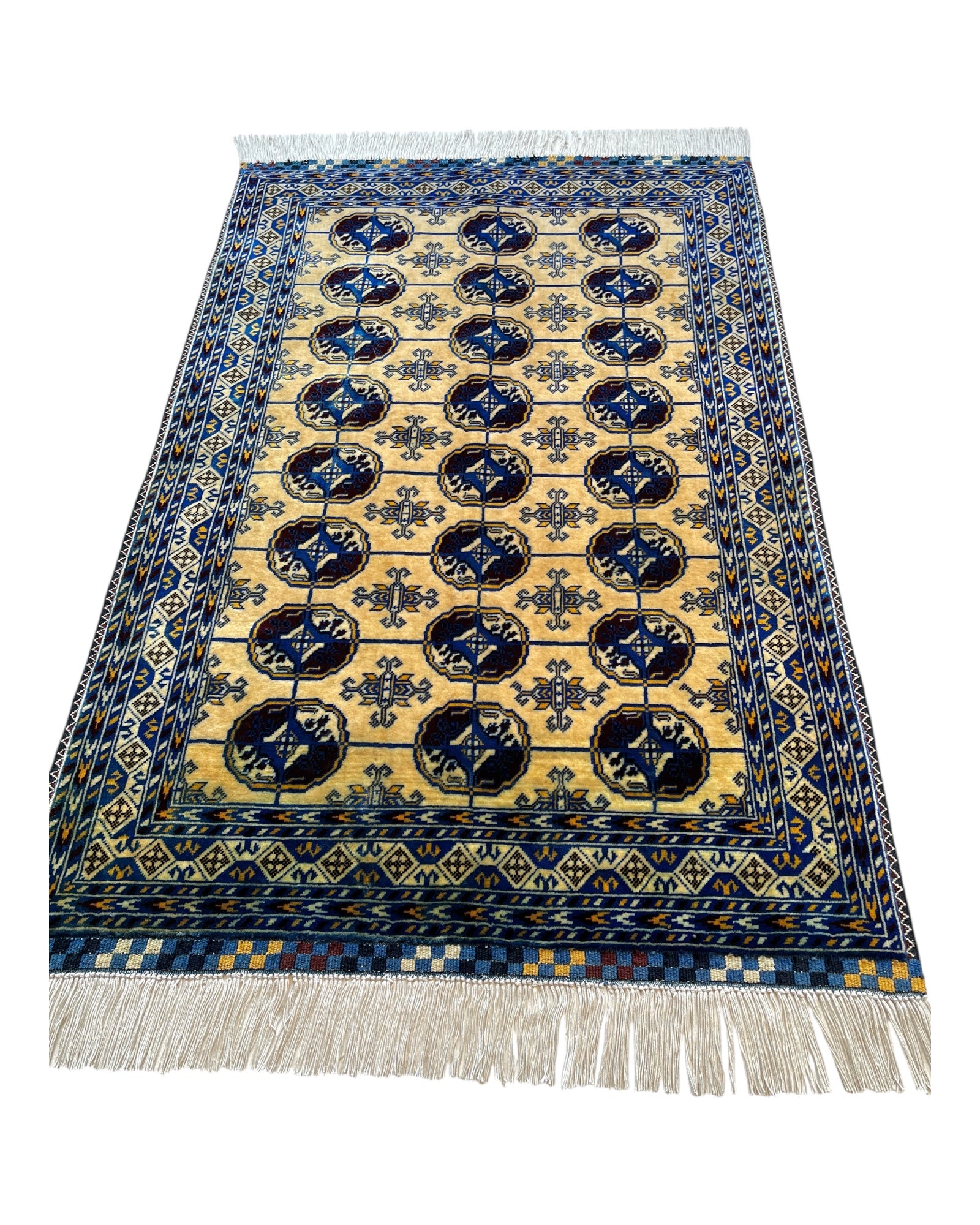 120cm x 80cm Blue & Gold Patnas Gul Rug