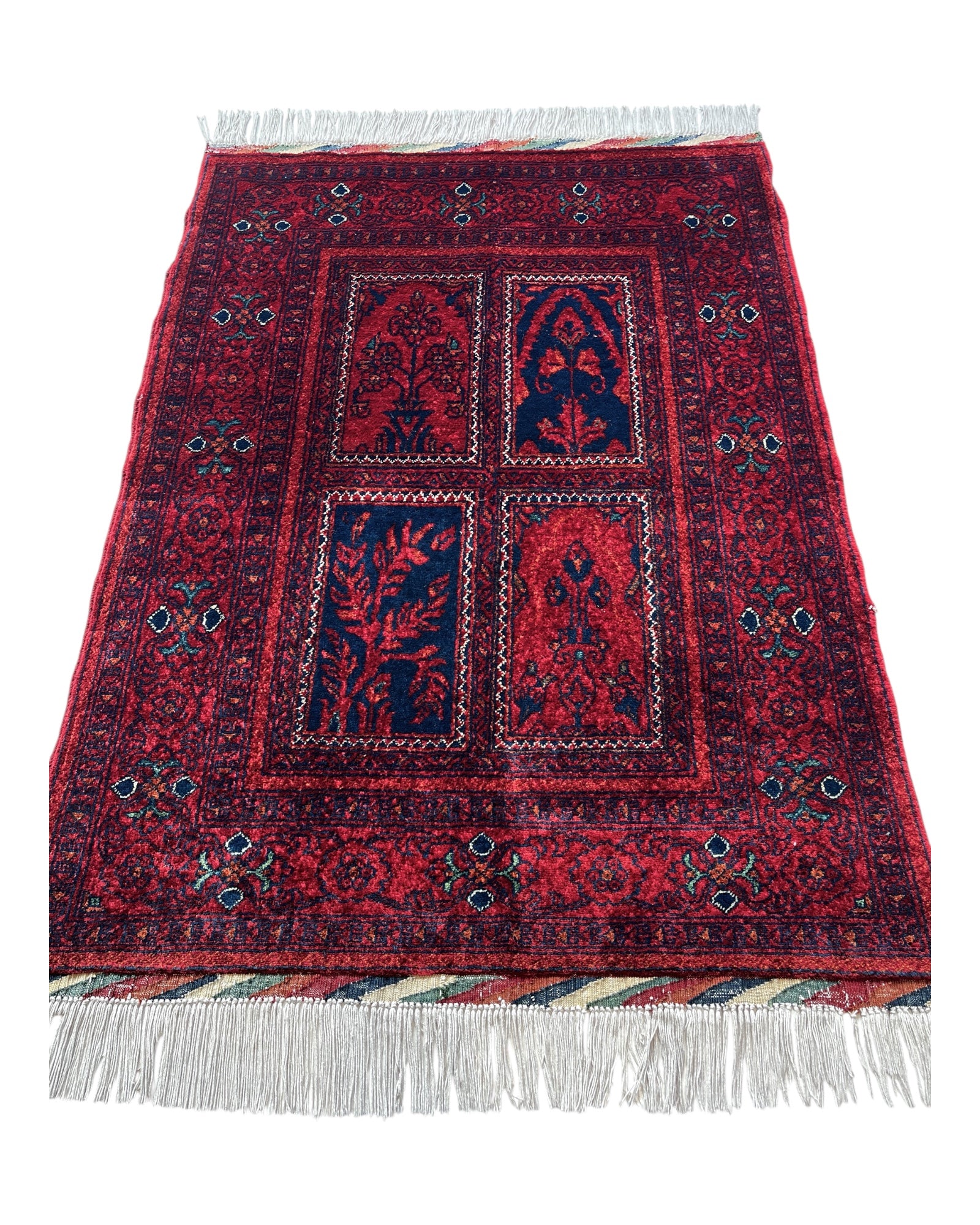 120cm x 83cm Red Four Seasons Afghan Rug