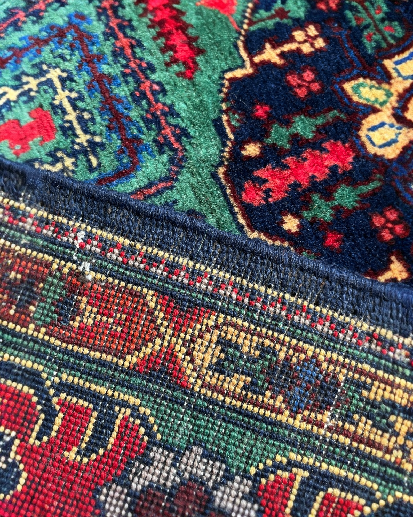 150cm x 100cm Green & Red Charshango Rug