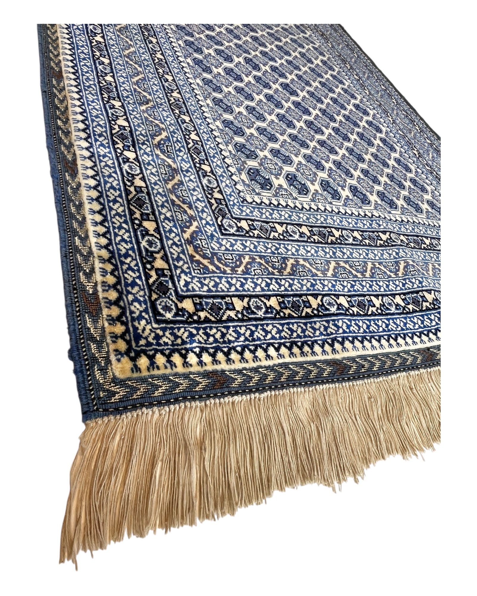 144cm x 100cm Blue & Cream Khuwaja Roshnai