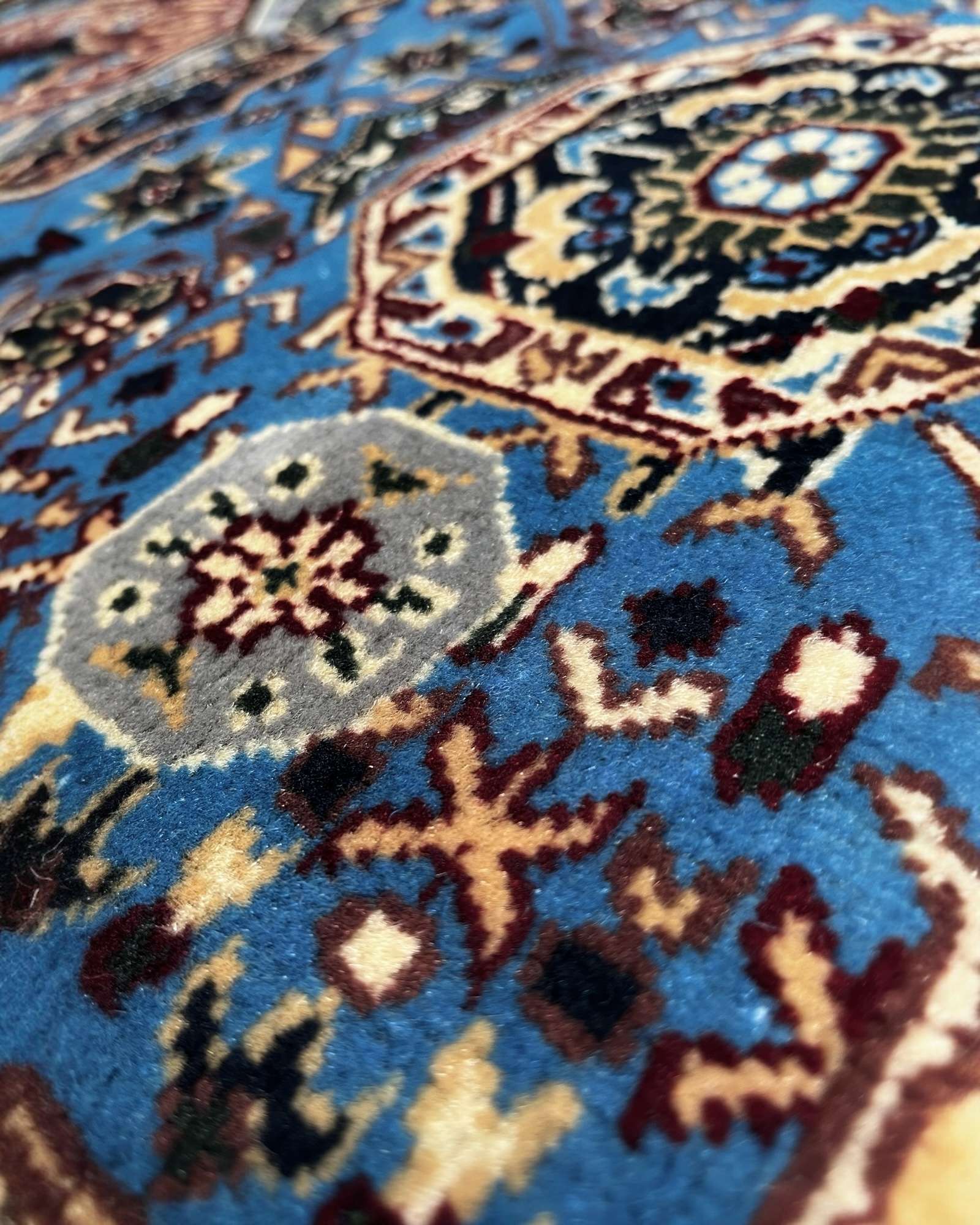 150cm x 104cm Blue Afghan Rug