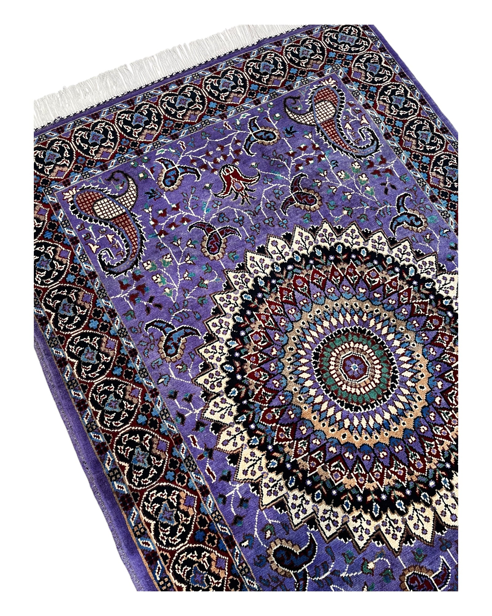 155cm x 102cm Purple & Cream Peacock Rug
