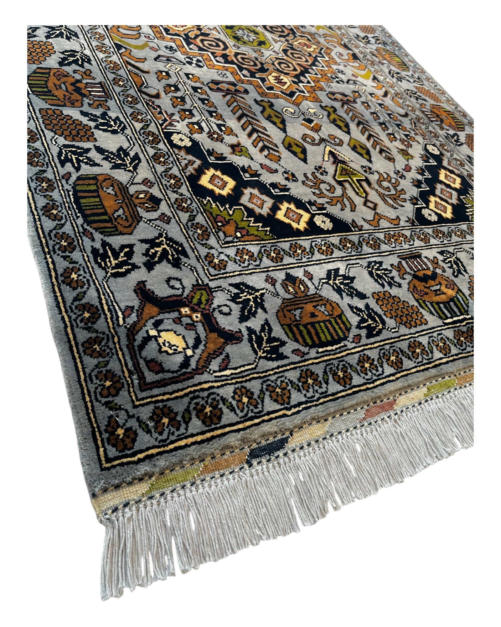 150cm x 100cm Grey & copper Yousef Bay Rug