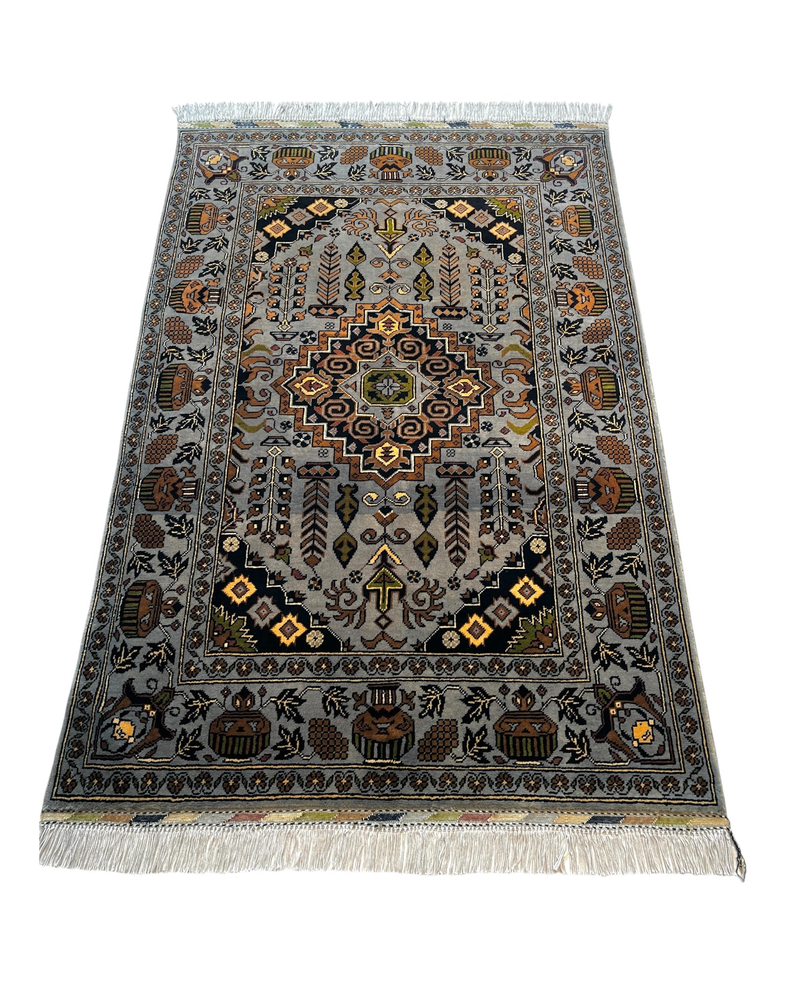 150cm x 100cm Grey & copper Yousef Bay Rug