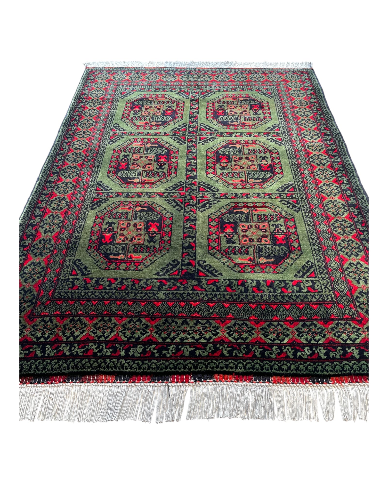 138cm x 100cm Green & Red Dali Rug