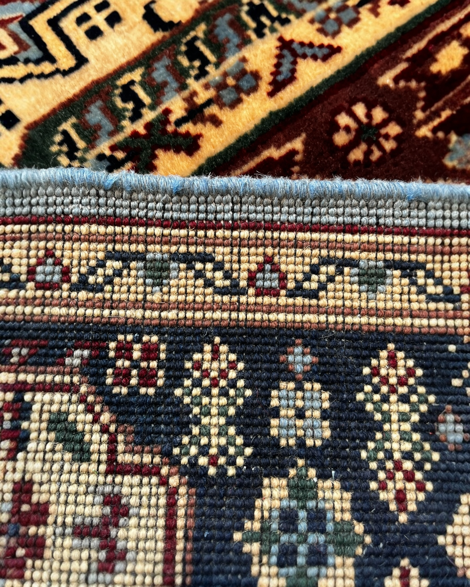 145cm x 100cm Blue Afghan Rug